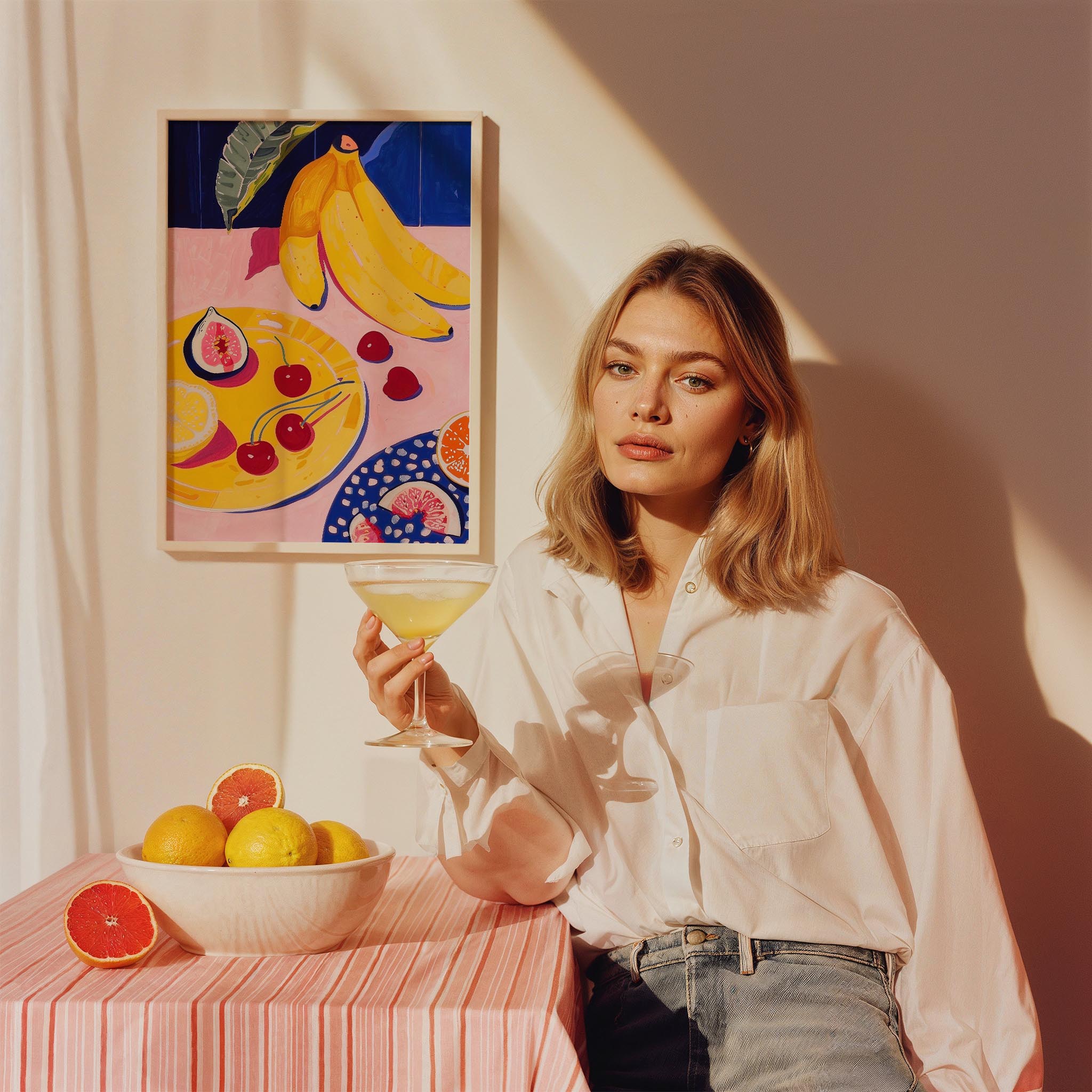 Tropikal Meyve Sofrası Yağlı Boya Mutfak Duvar Tablosu