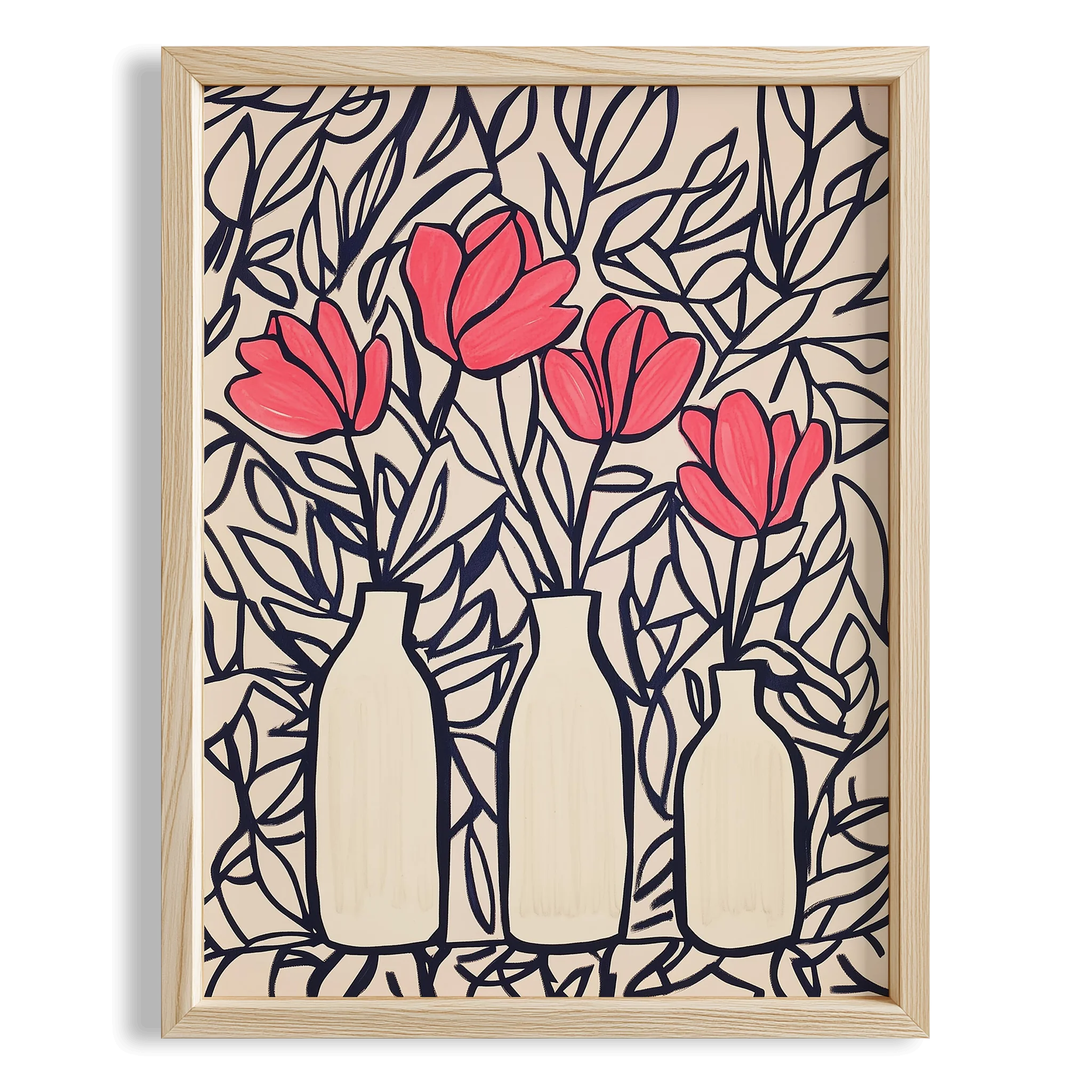 Vazo ve Çiçekler XI - Pembe Siyah Uyumu