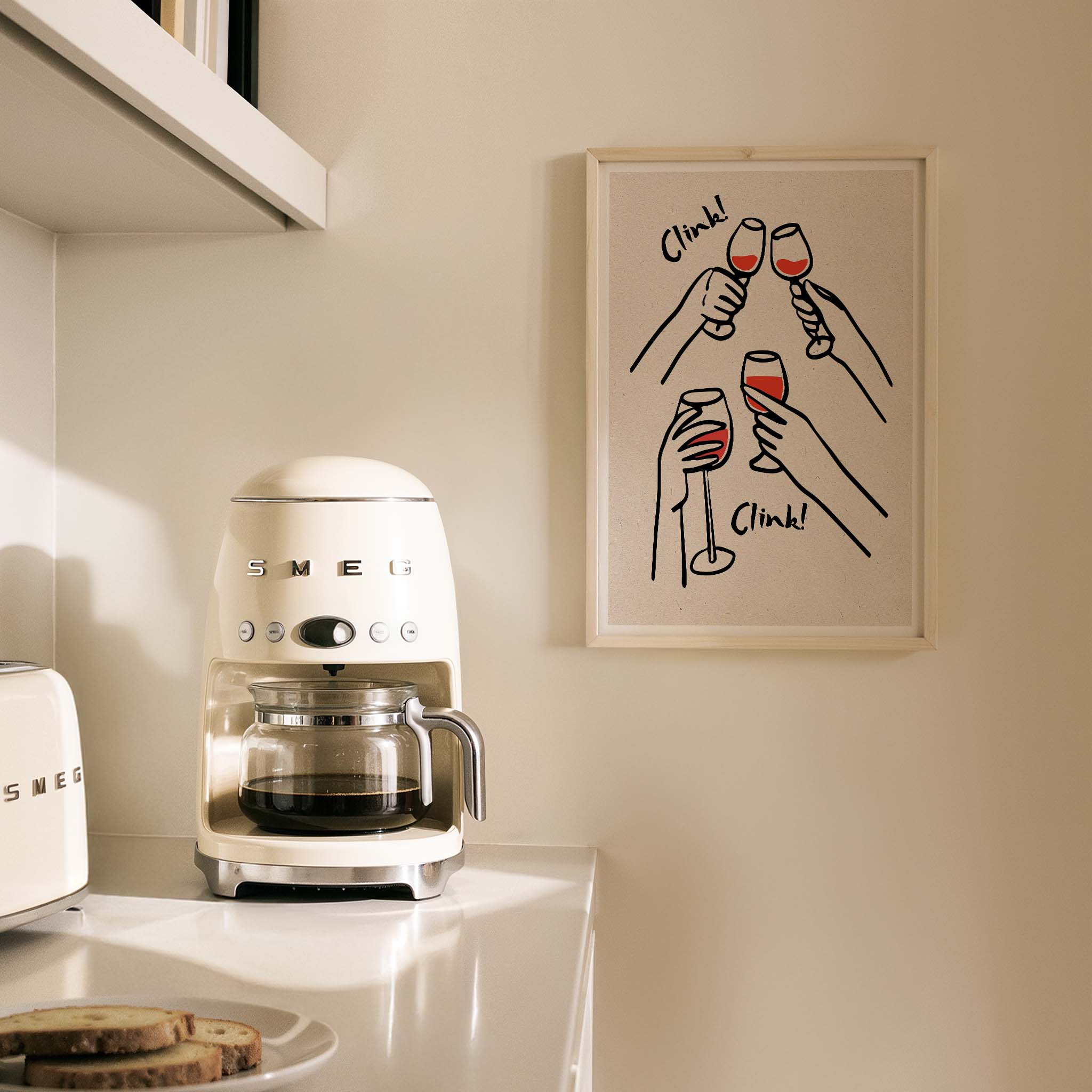 Minimal Kadehler Kokteyller Mutfak Duvar Tablosu