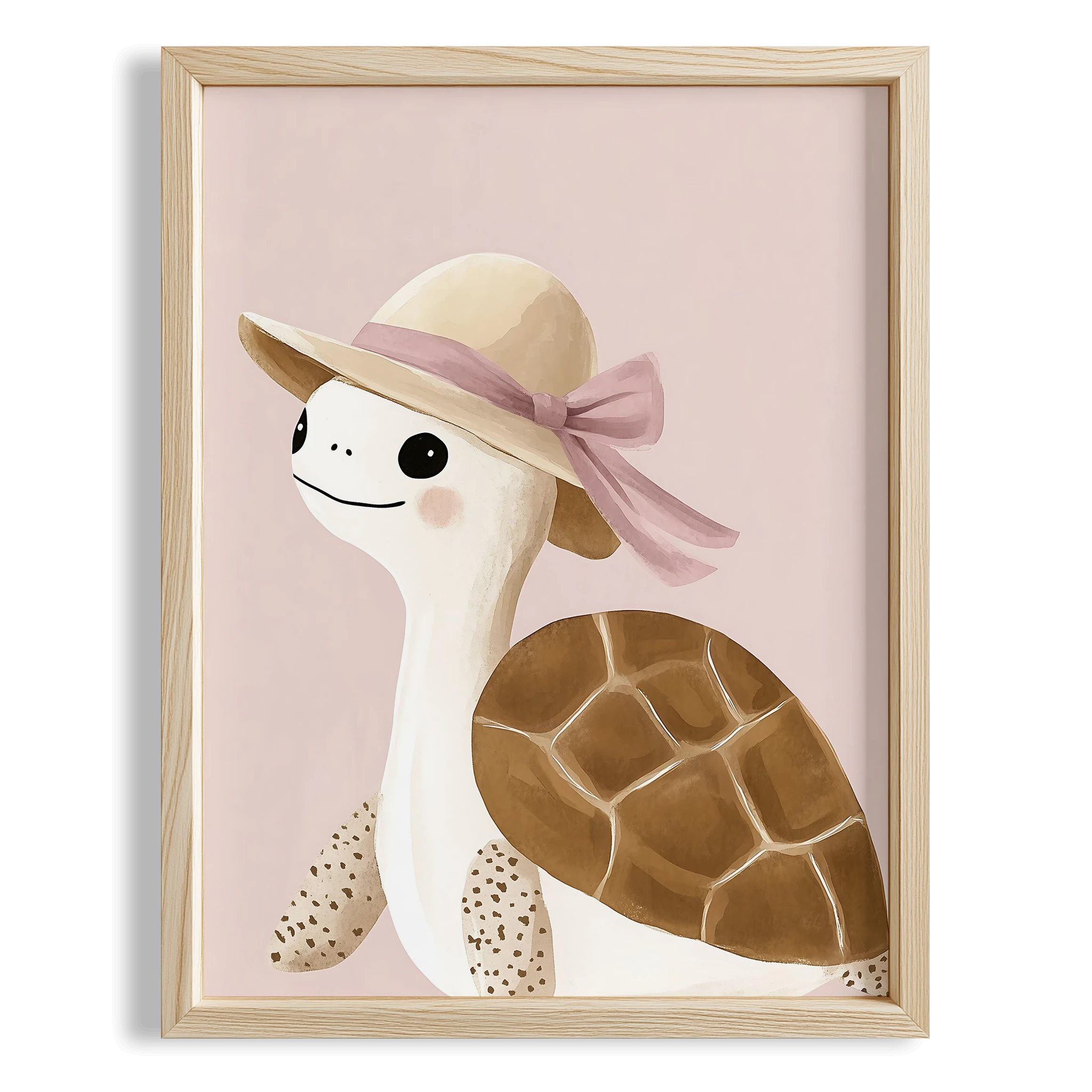 Sevimli Şapkalı Kaplumbağa Bohem Kız Çocuk Odası Ahşap Tablo