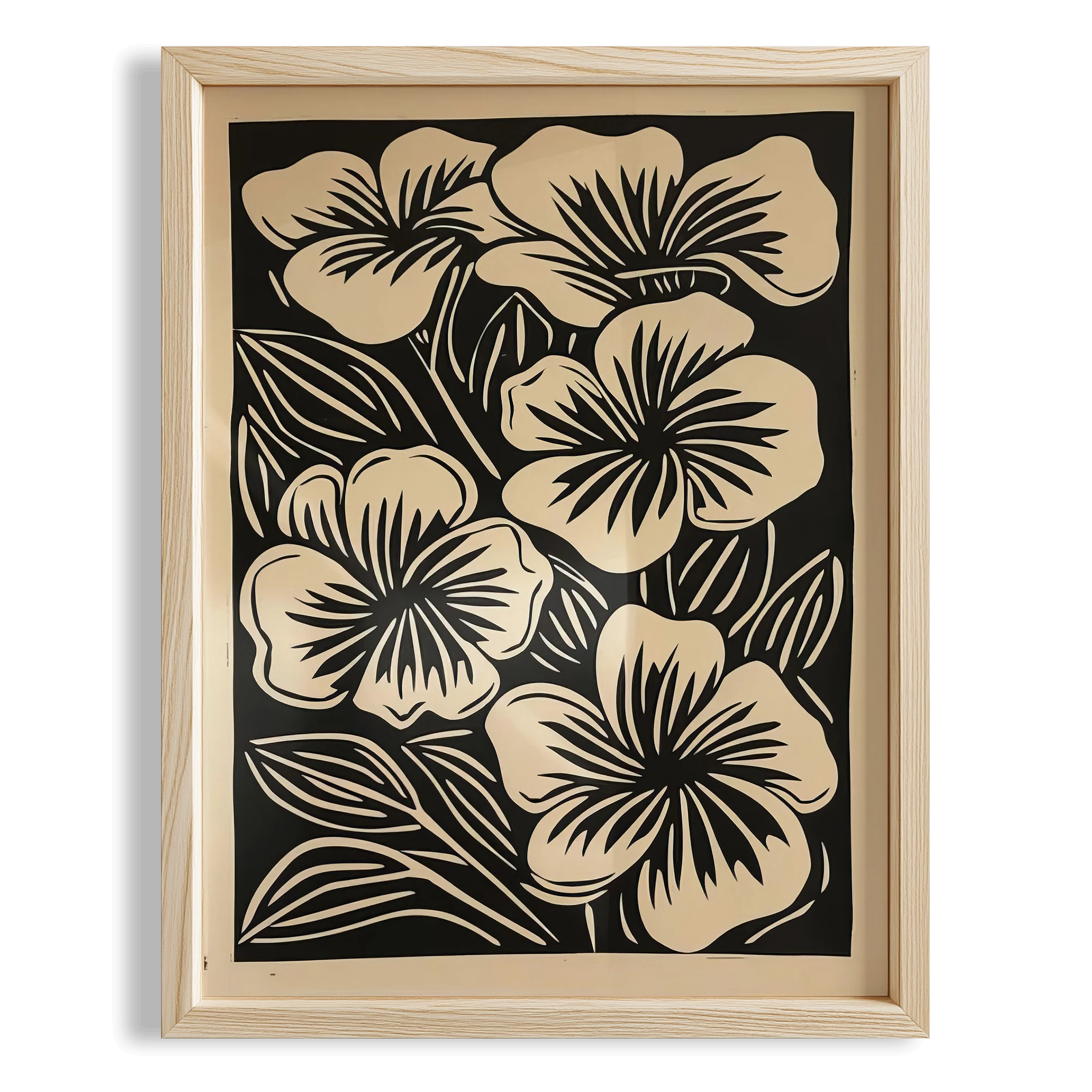 Soyut Çiçekler II - Siyah Bej