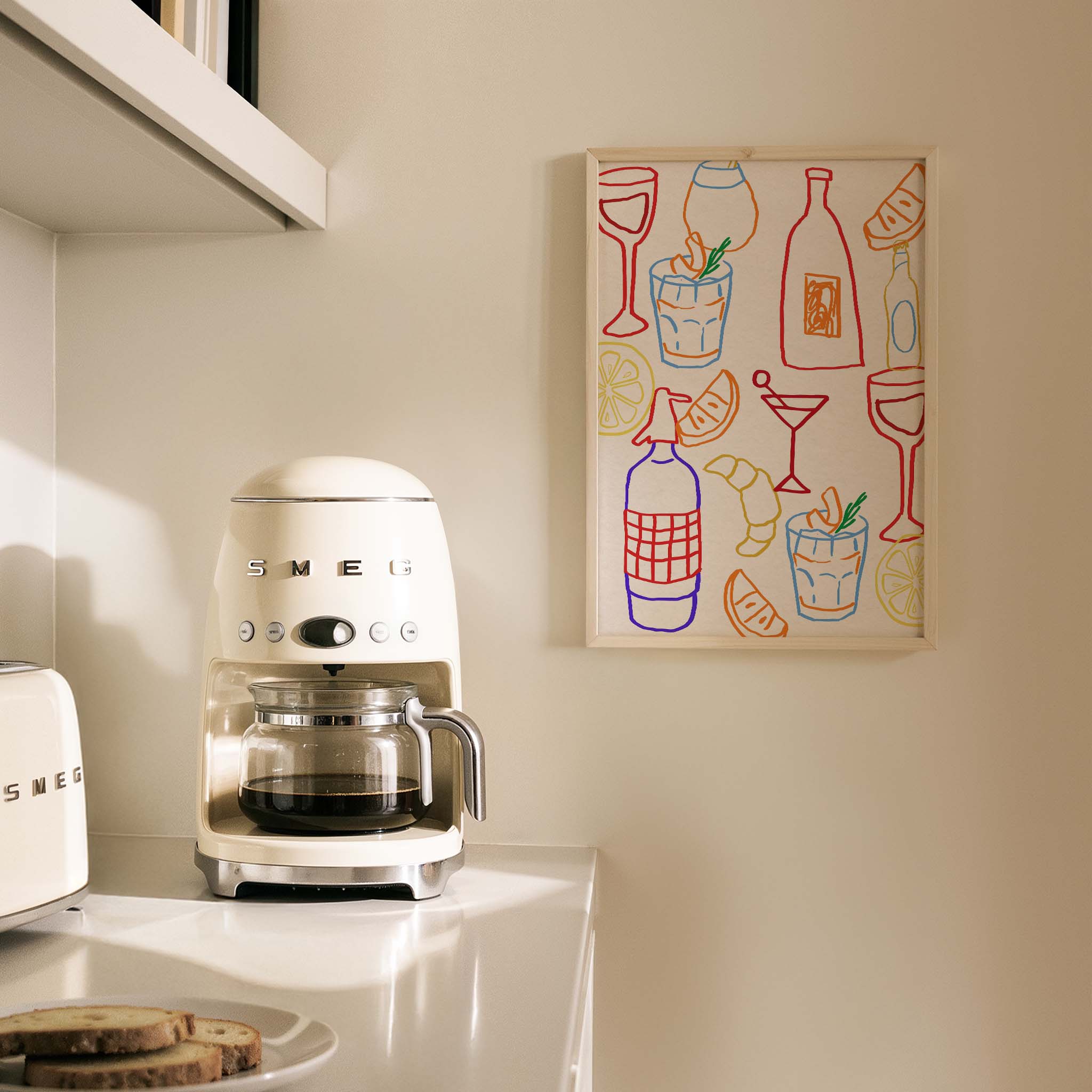 Minimal Çizim İçkiler & Kokteyller Mutfak Duvar Tablosu