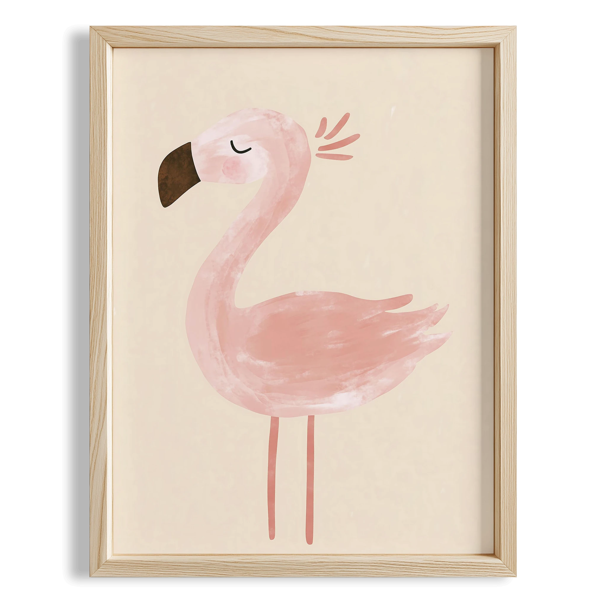 Pembe Flamingo Bohem Kız Çocuk Odası Ahşap Tablo II
