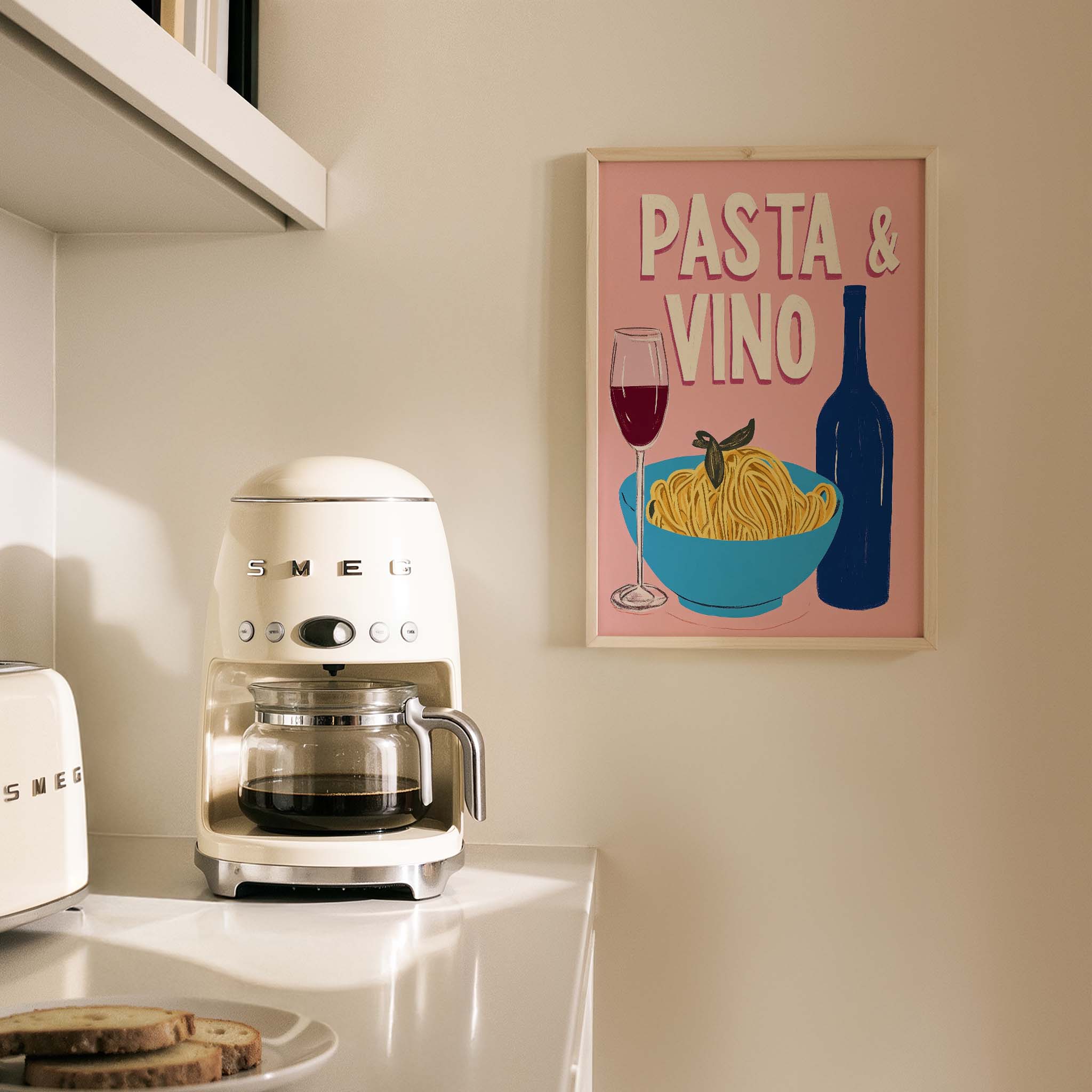 Pasta & Vino İtalyanca Tipografi Mutfak Duvar Tablosu