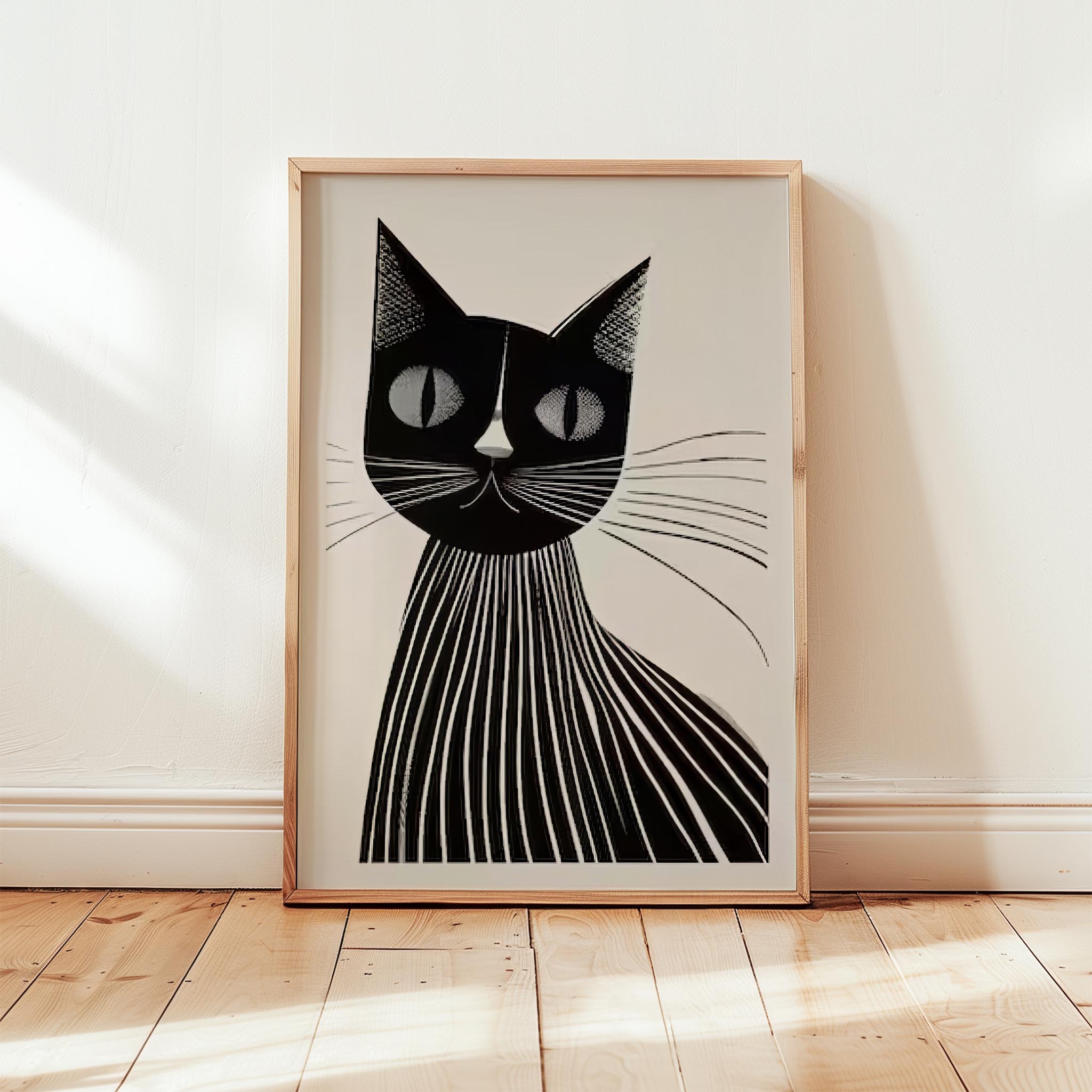 Kedi Portre II - Minimalist Çizgili