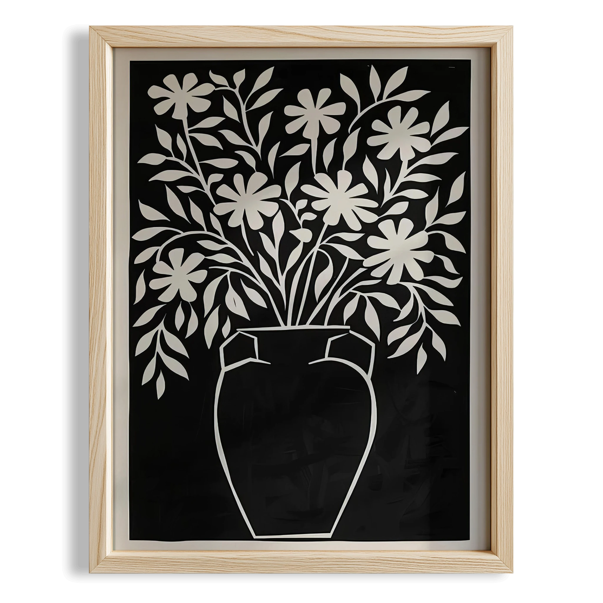 Soyut Vazo ve Çiçekler III - Siyah Bej