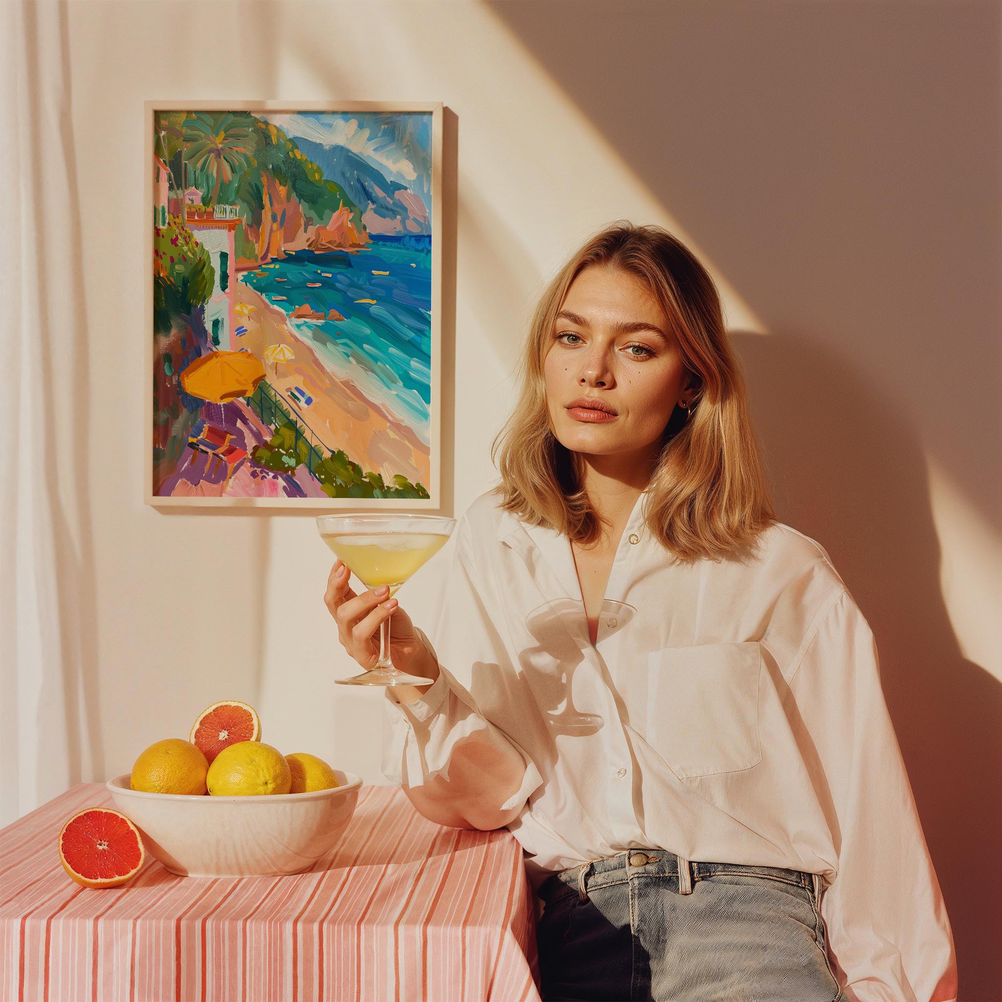 Akdeniz Sahil Evleri Mutfak Duvar Tablosu