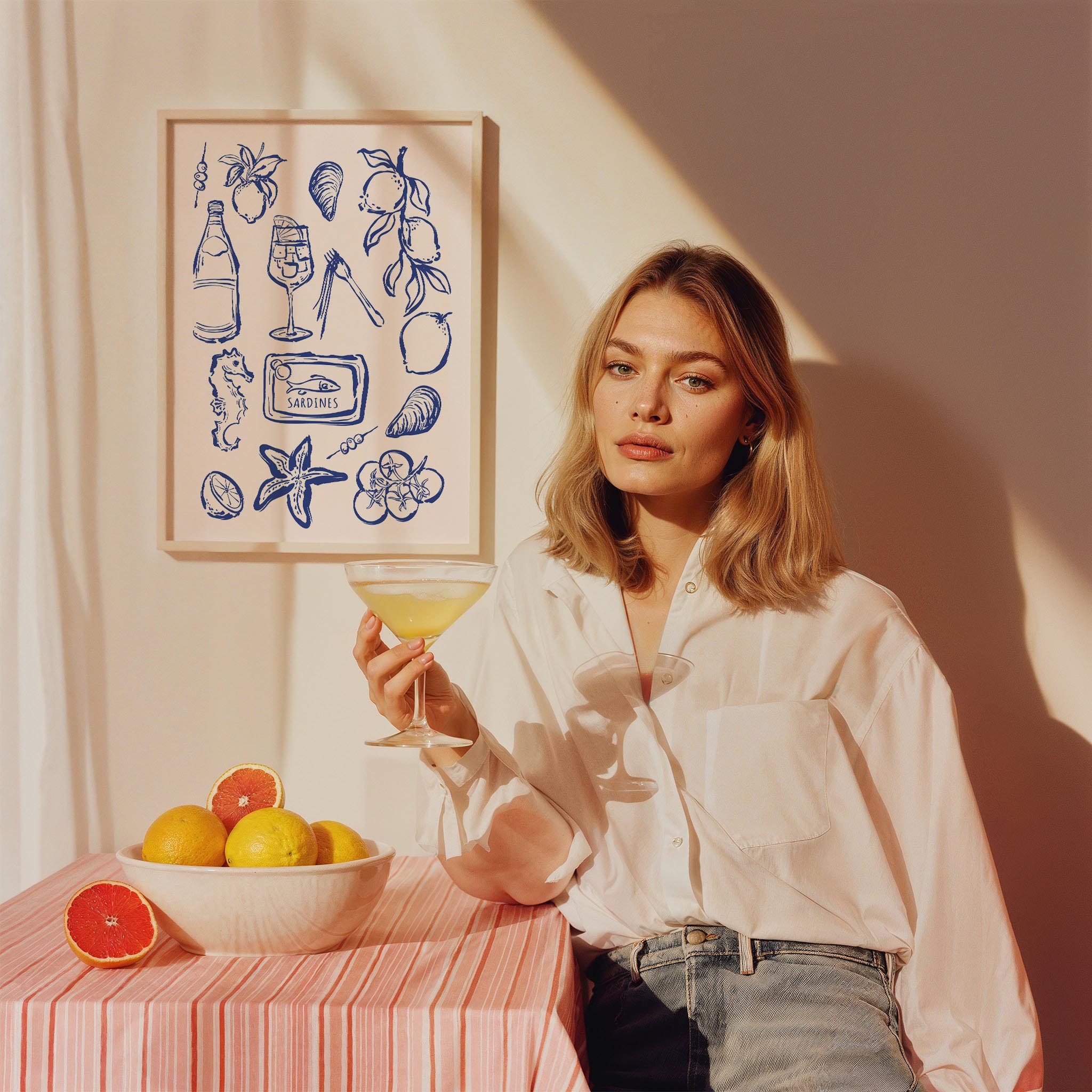 Akdeniz Sofrası Eskiz Mutfak Duvar Tablosu