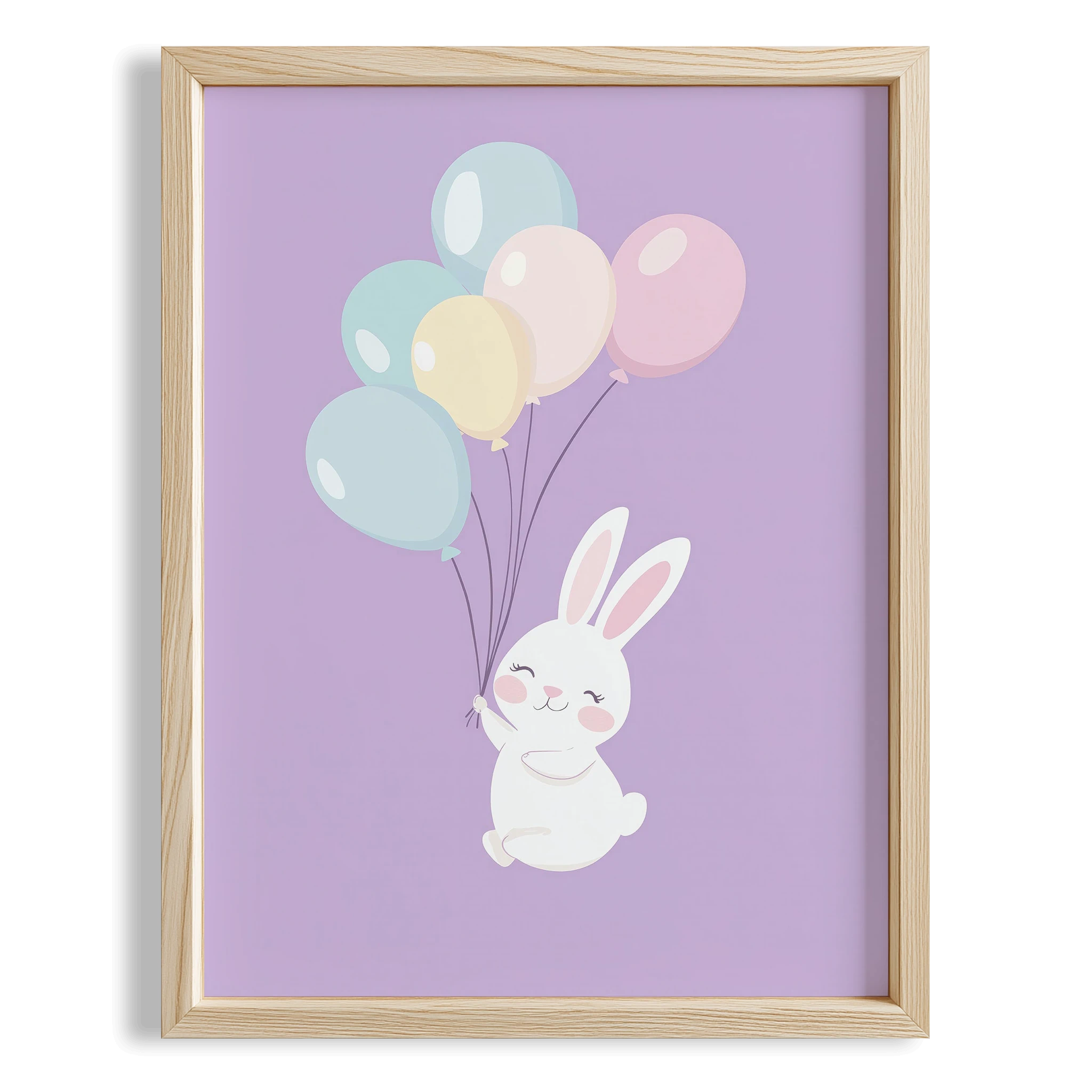 Balonla Uçan Tavşan - Mor Fon