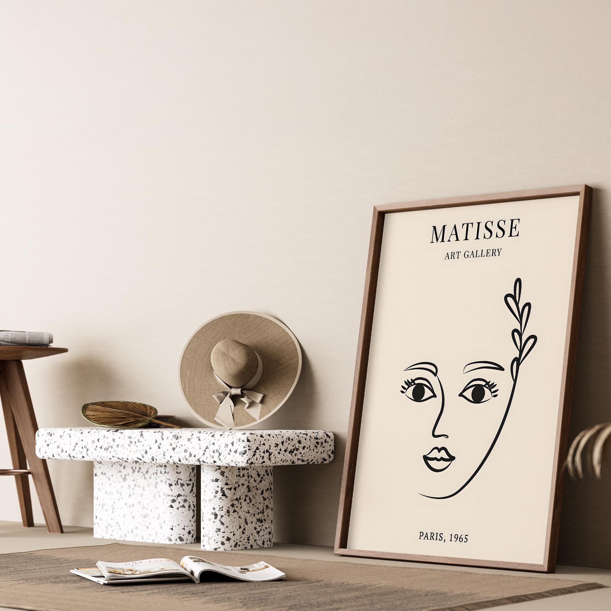 Matisse Kağıt Kesimleri Minimalist Çizgi Sanatı Estetik Kadın Portresi II Duvar Tablosu