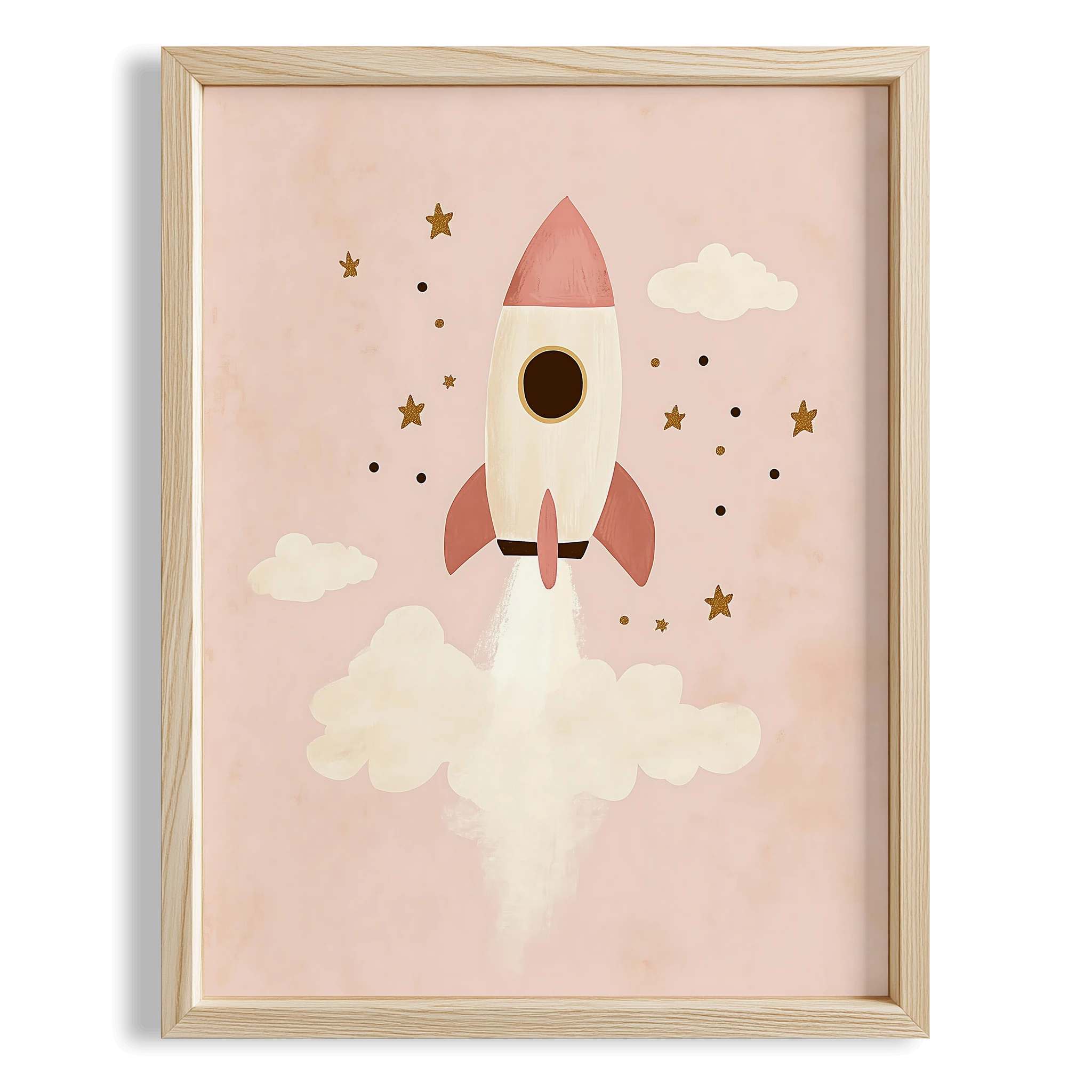 Bohem Uçan Roket Kız Çocuk Odası Ahşap Tablo