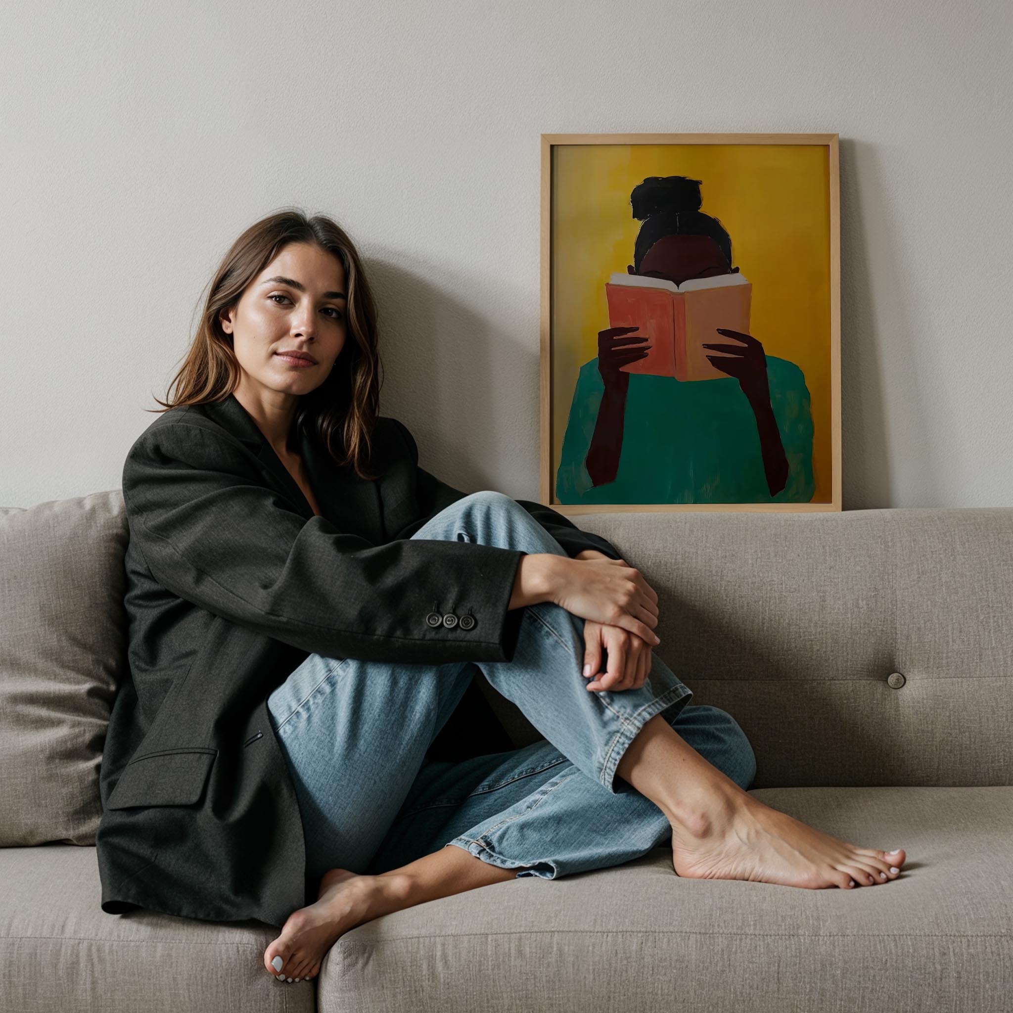 Kadın Portre XXXII - Soyut Kitap Okuyan