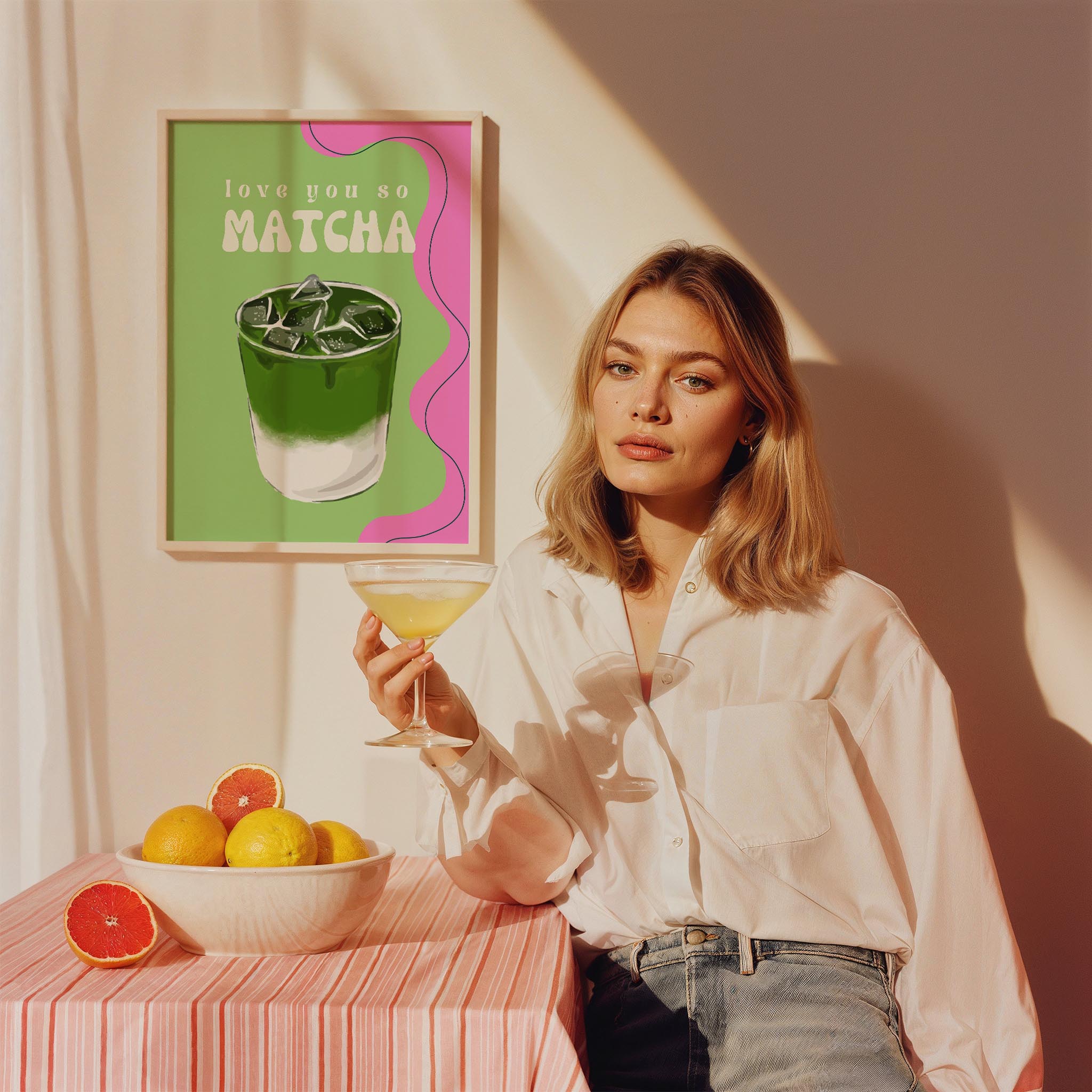 Love You So Matcha Latte Tipografi Mutfak Duvar Tablosu