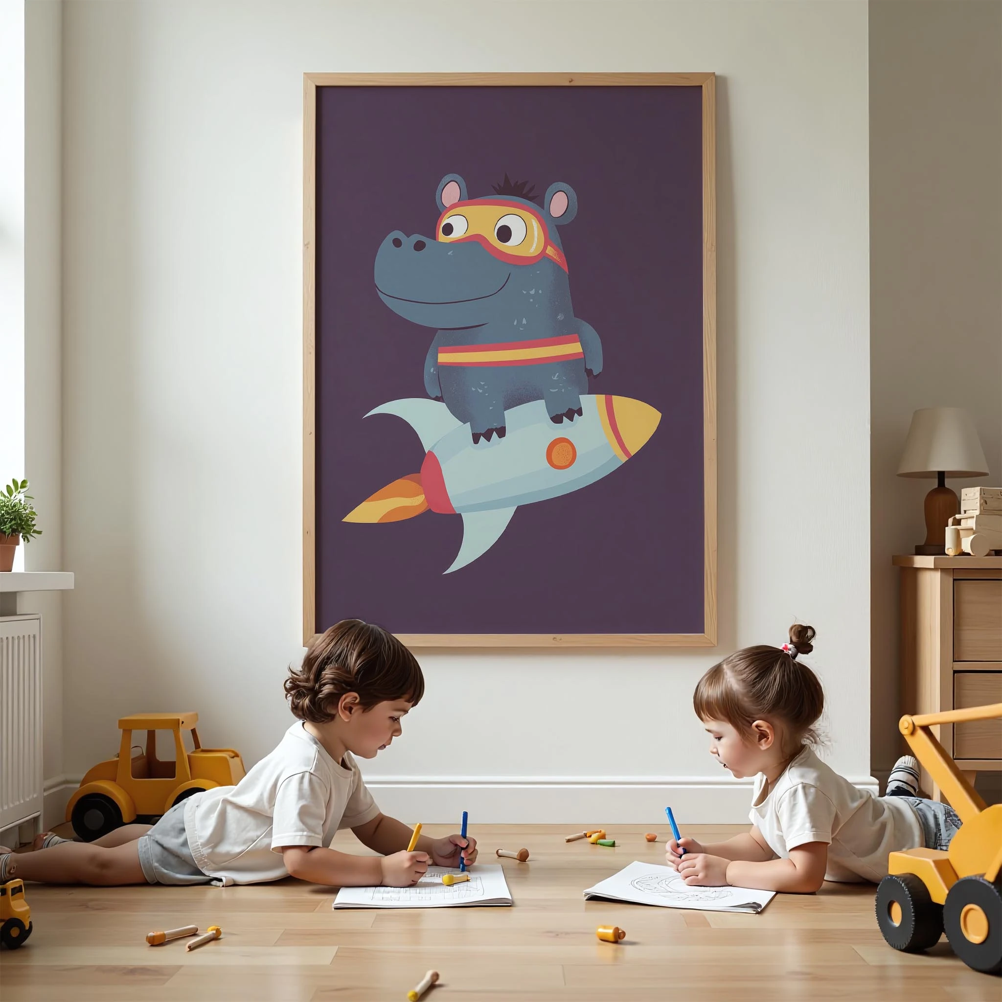 Roketli Süper Su Aygırı - Mor Fon