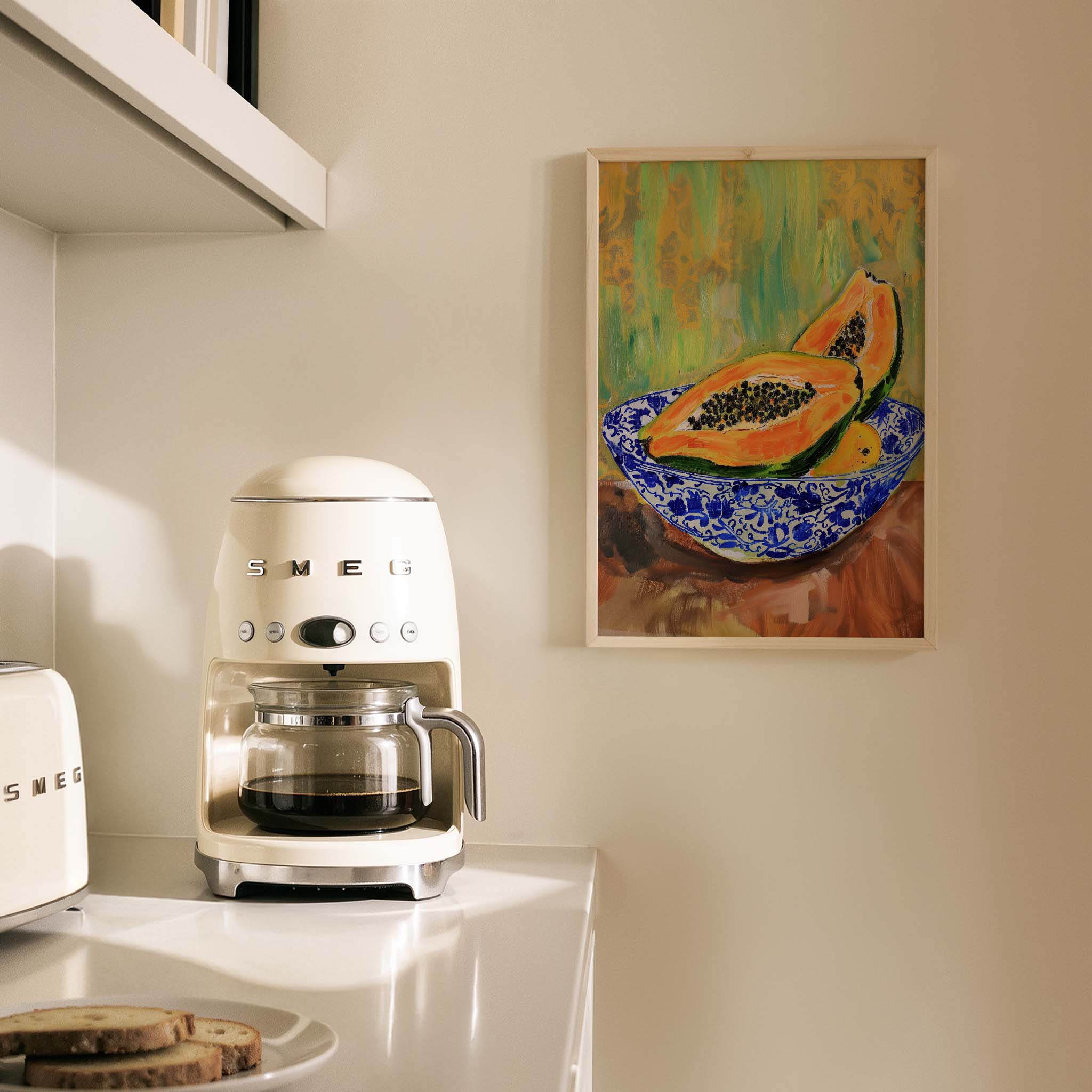 Papaya ve Seramik Kase Akdeniz Koleksiyonu Mutfak Duvar Tablosu II