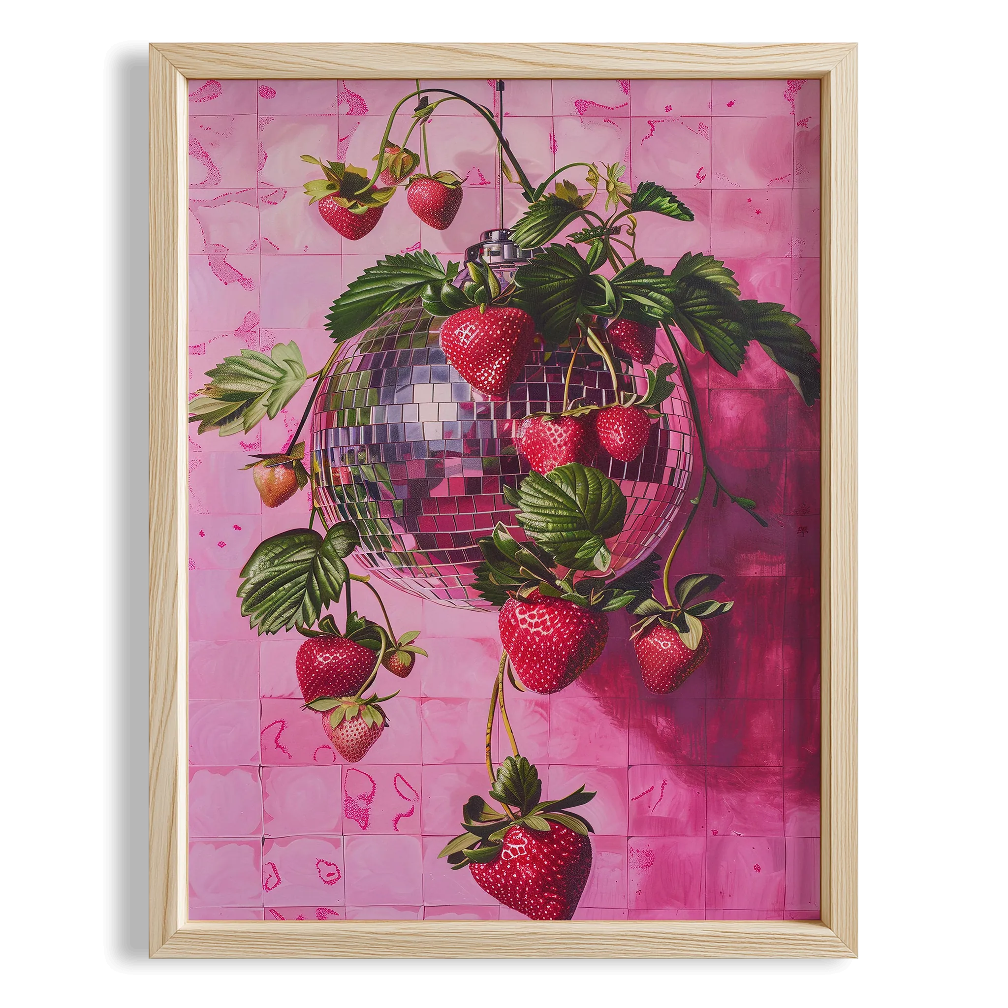 Asılı Çilekler Botanik Maximalist - Duvar Tablosu