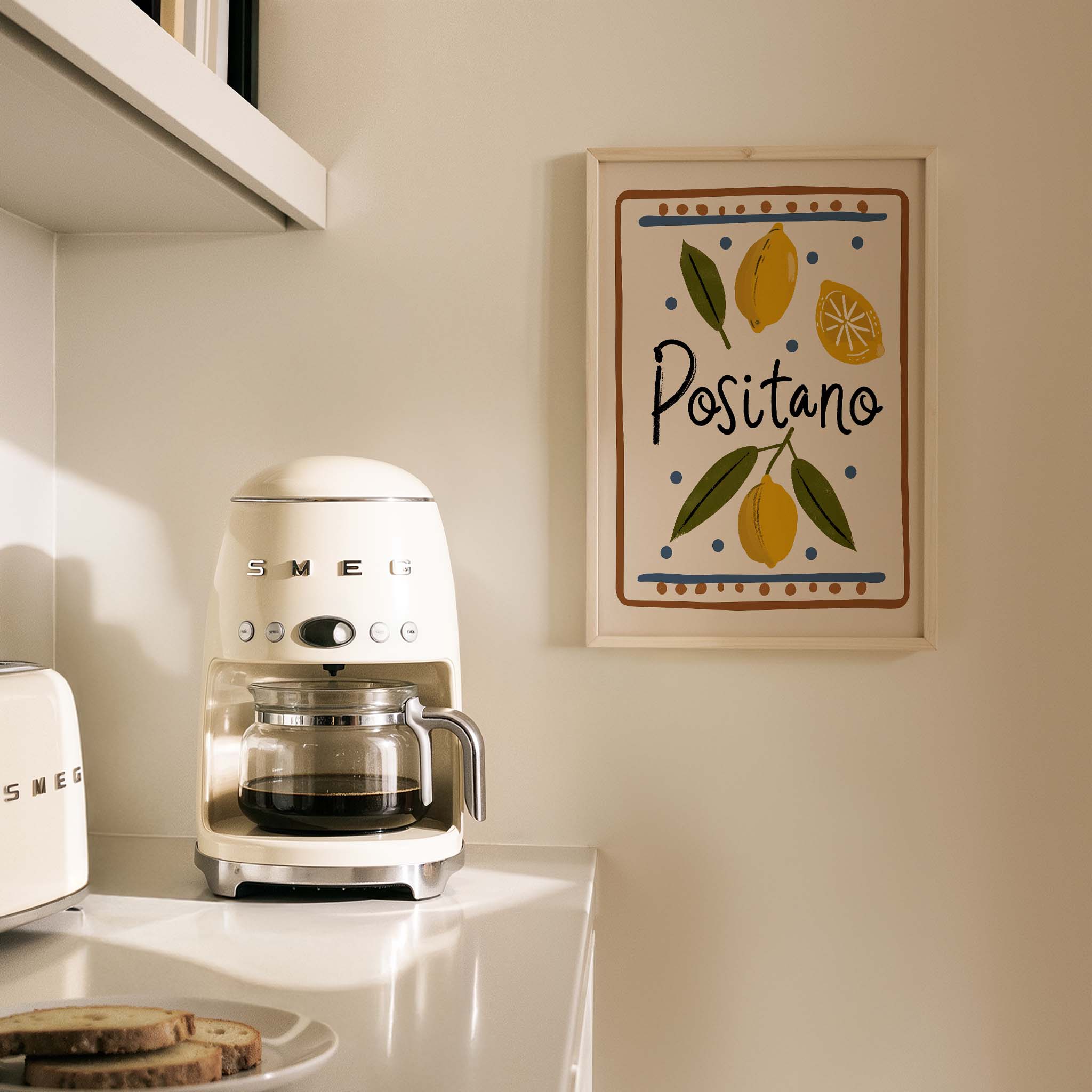 Amalfi & Positano Limonlar İtalyanca Tipografi Mutfak Duvar Tablosu