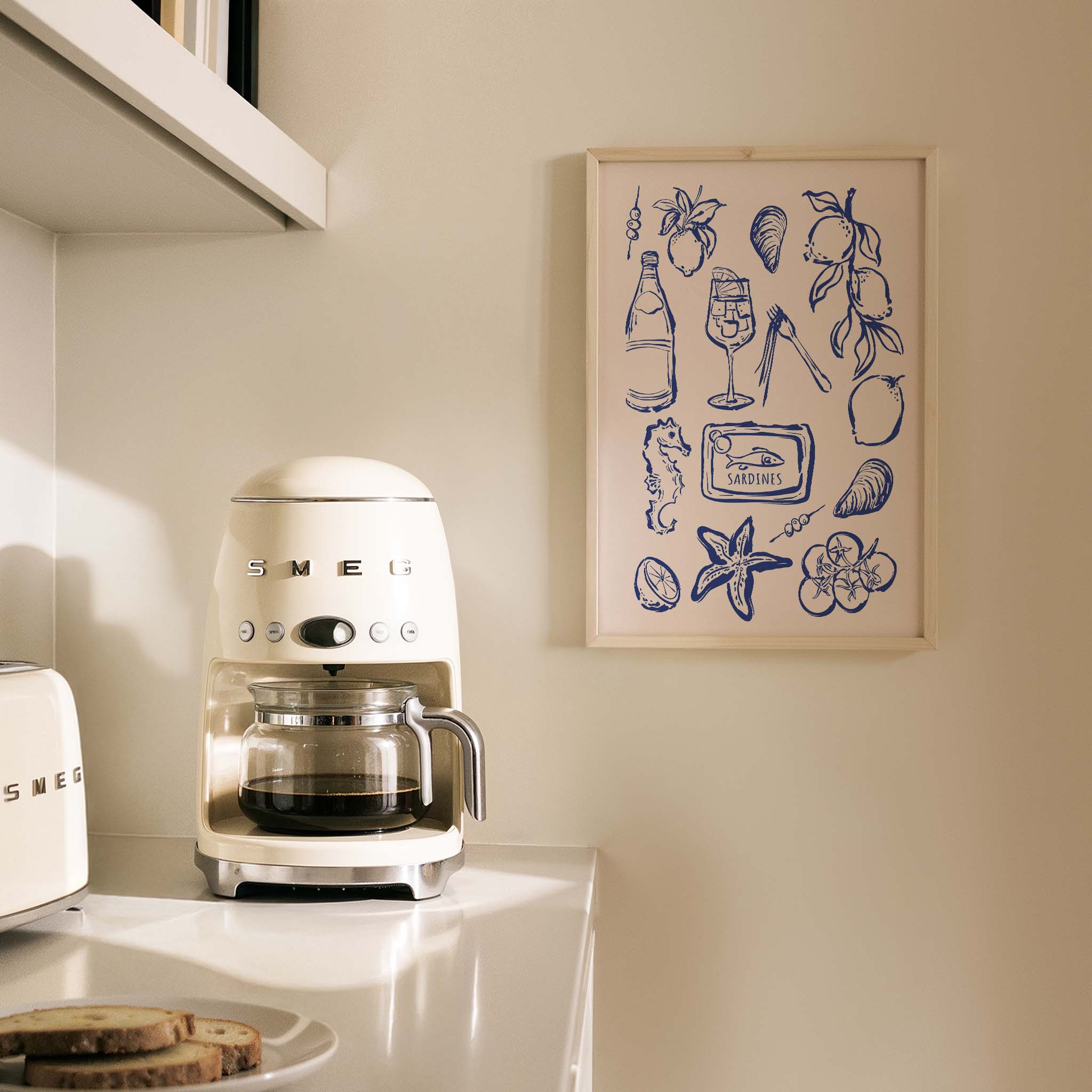 Akdeniz Sofrası Eskiz Mutfak Duvar Tablosu