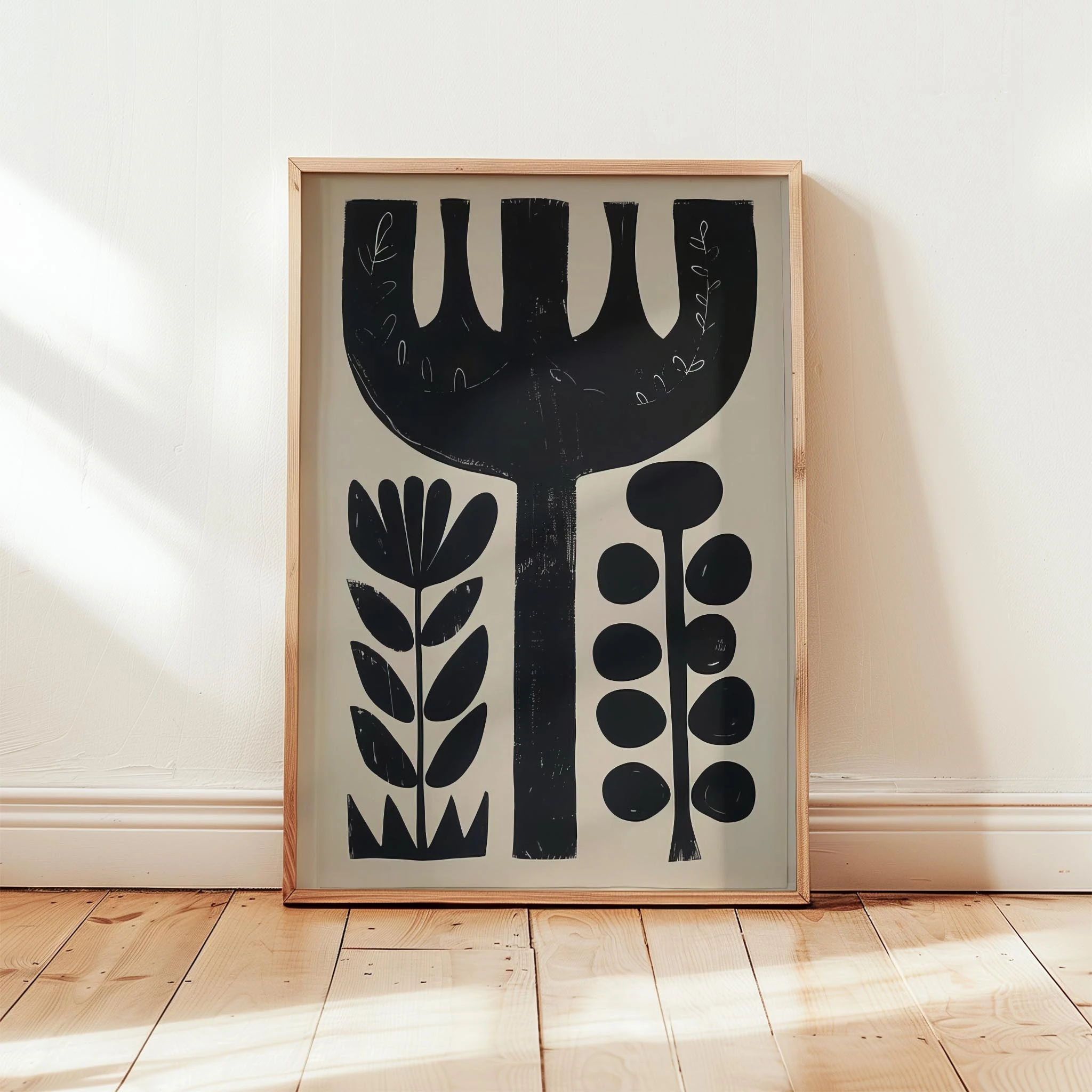 Soyut Çiçekler I - Siyah Bej