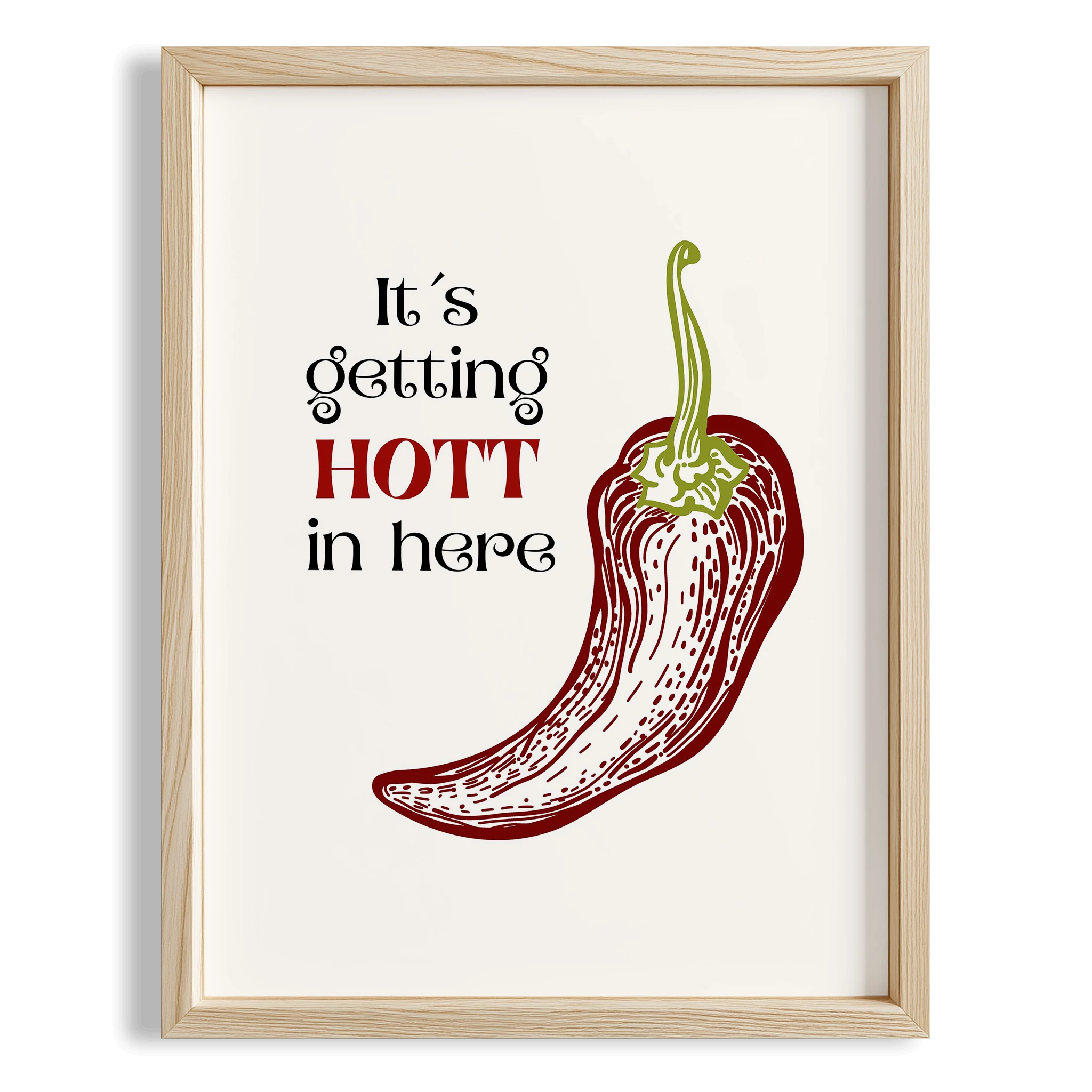It’s Getting Hot in Here Chilli Acı Biber Tipografi Mutfak Duvar Tablosu