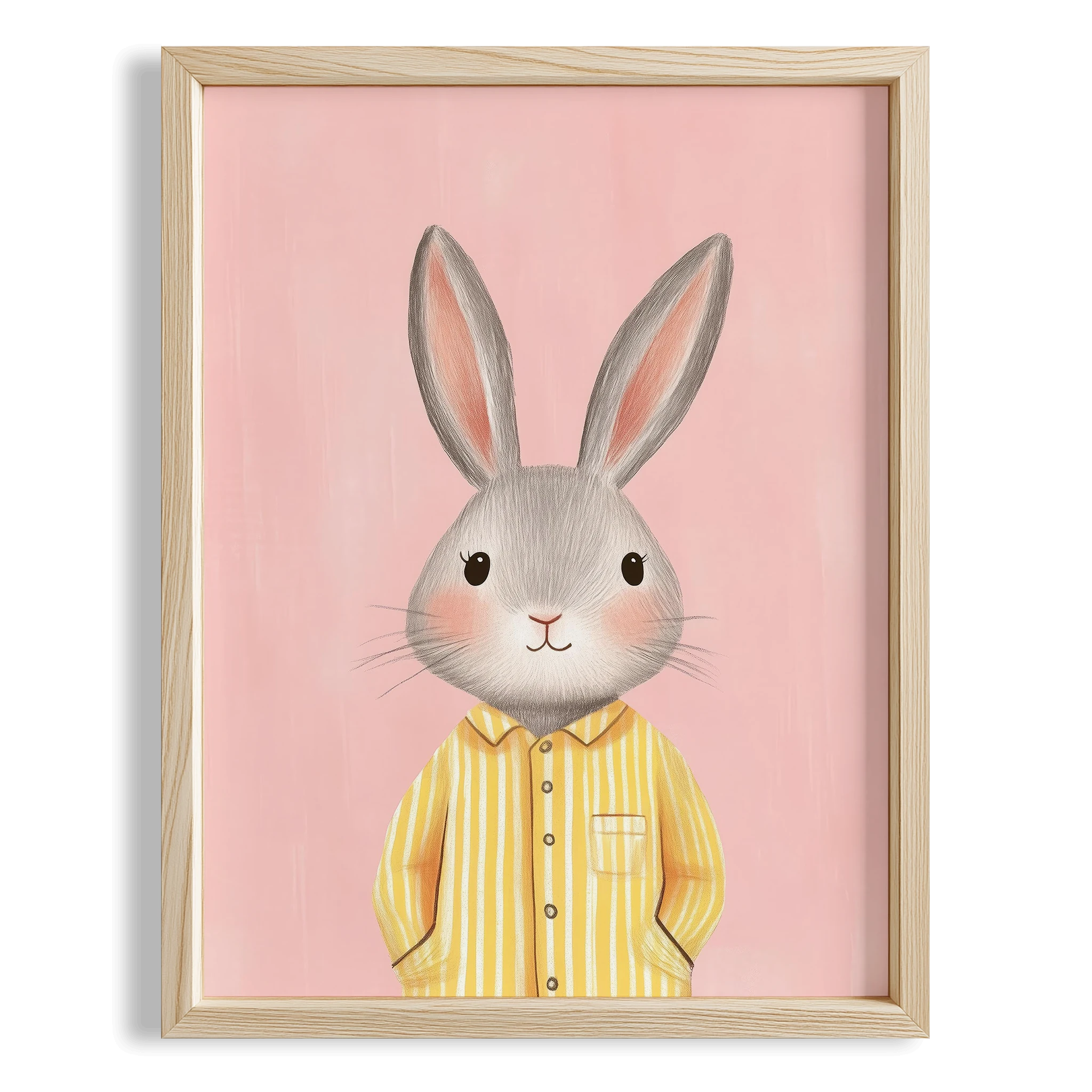 Pijamalı Uykucu Tavşan - Pembe Fon