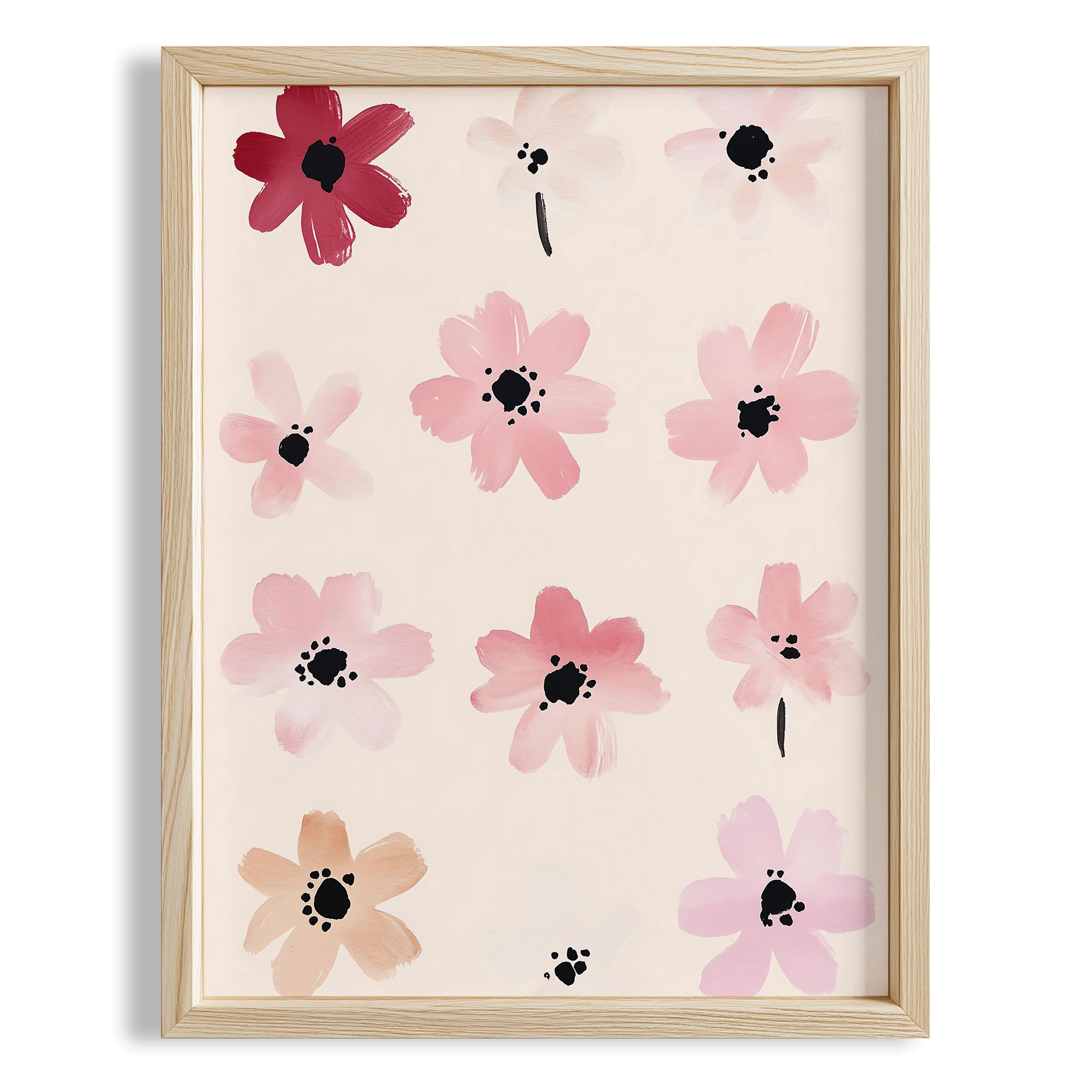 Bohem Pembe Çiçekler Kız Çocuk Odası Ahşap Tablo