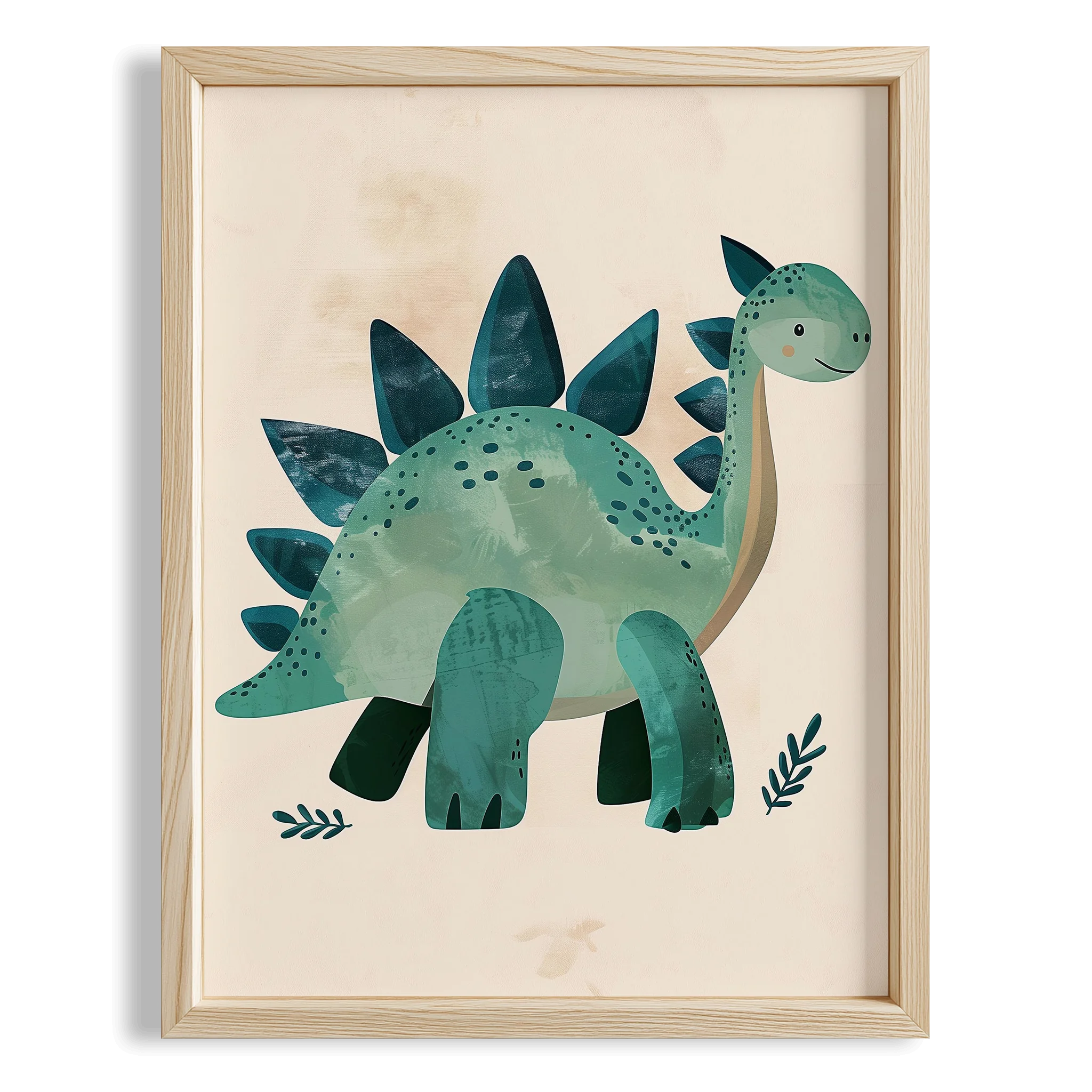 Sevimli Yeşil Dinozor Erkek Çocuk Odası Ahşap Tablo