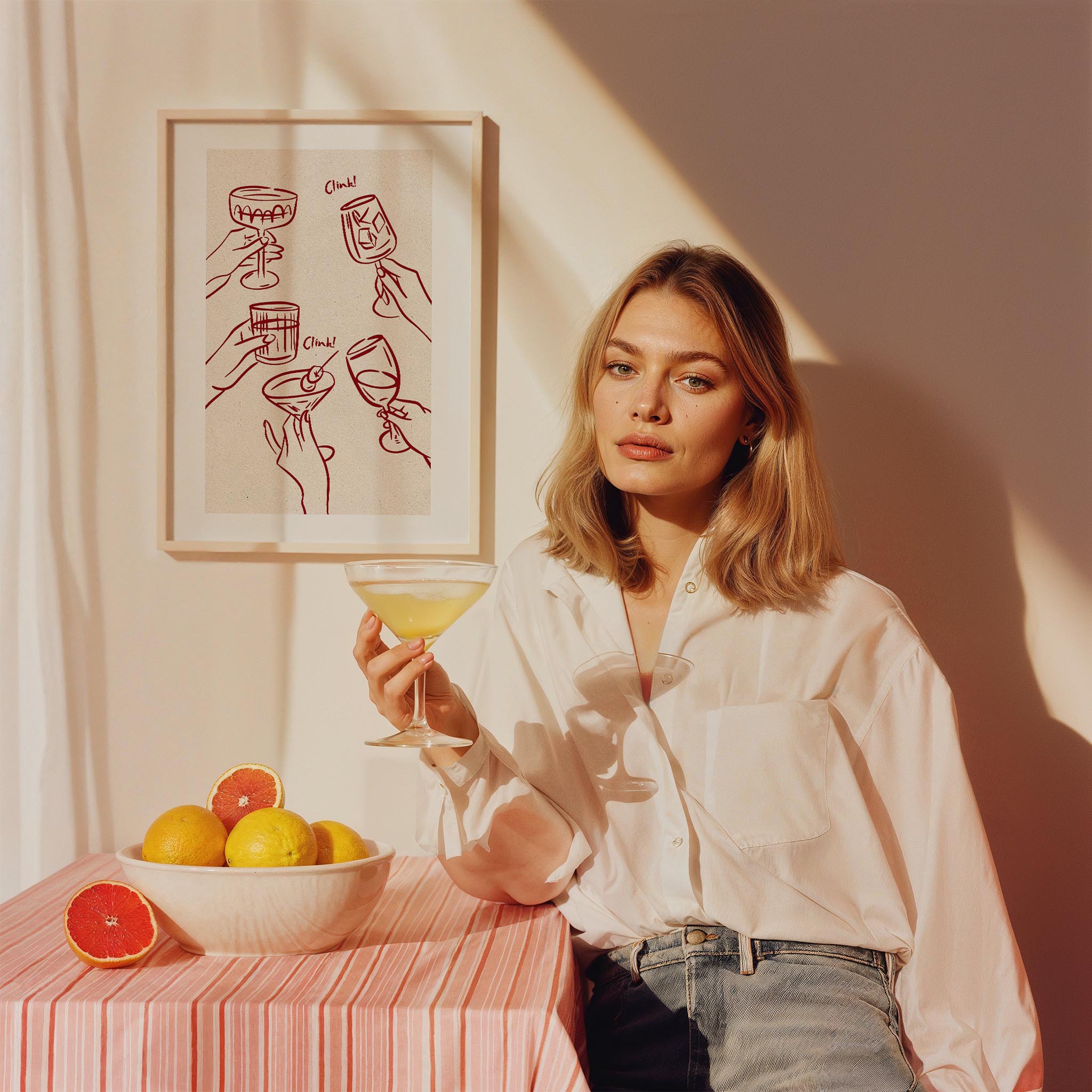 Cheers Tipografi Kokteyller Mutfak Duvar Tablosu II