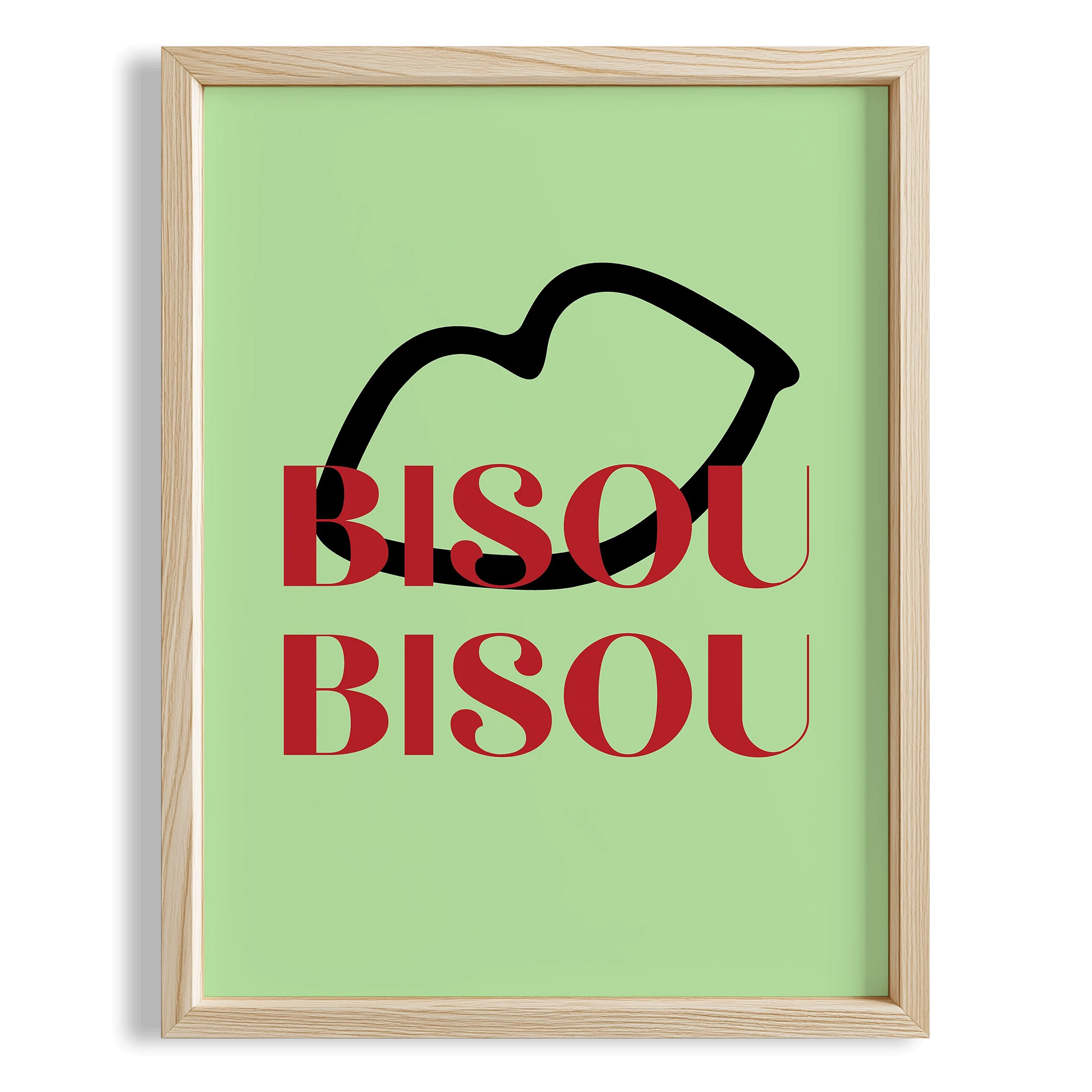 Bisou Bisou Fransızca Tipografi Mutfak Duvar Tablosu