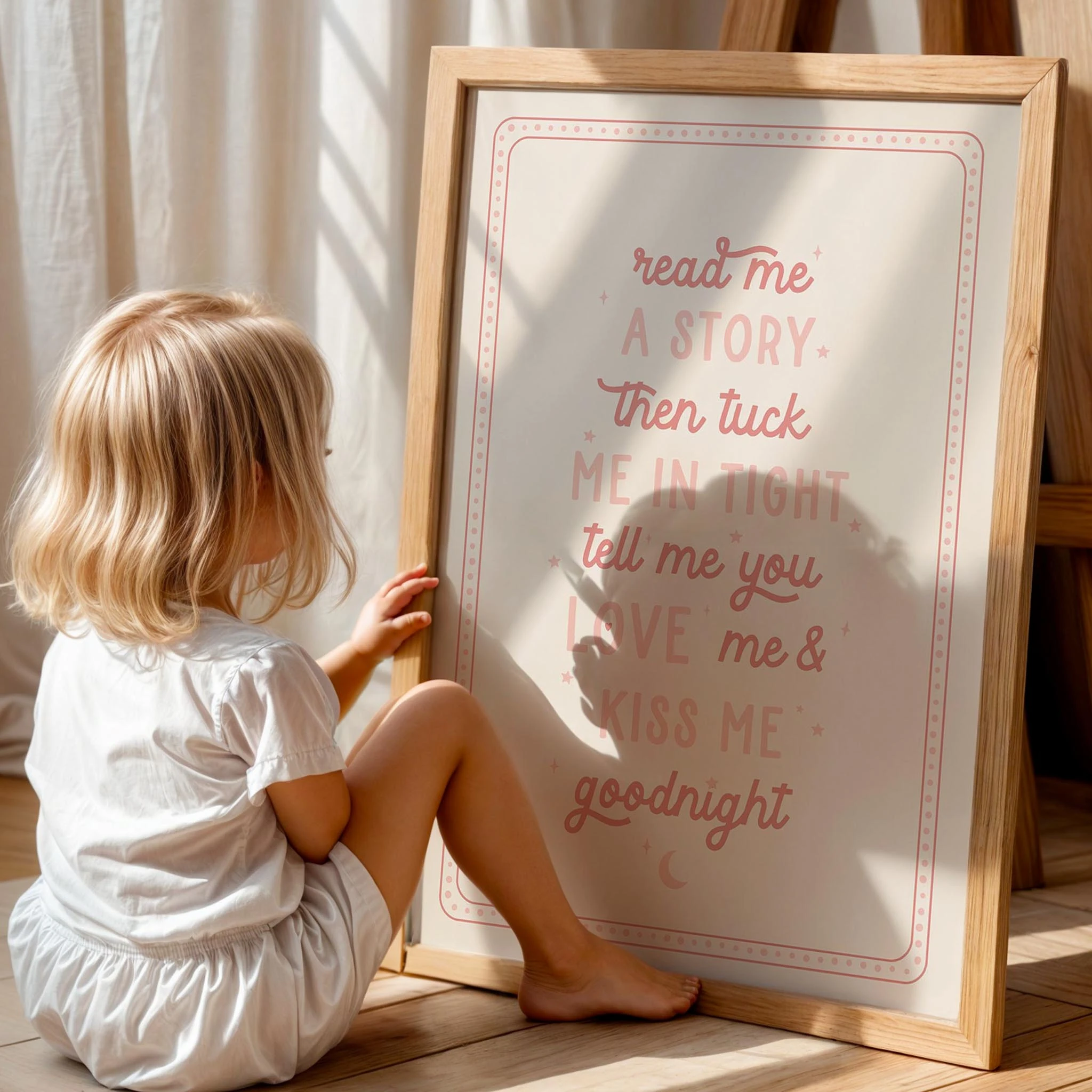 Bana Bir Hikaye Oku Tipografi Kız Çocuk Odası Ahşap Tablo