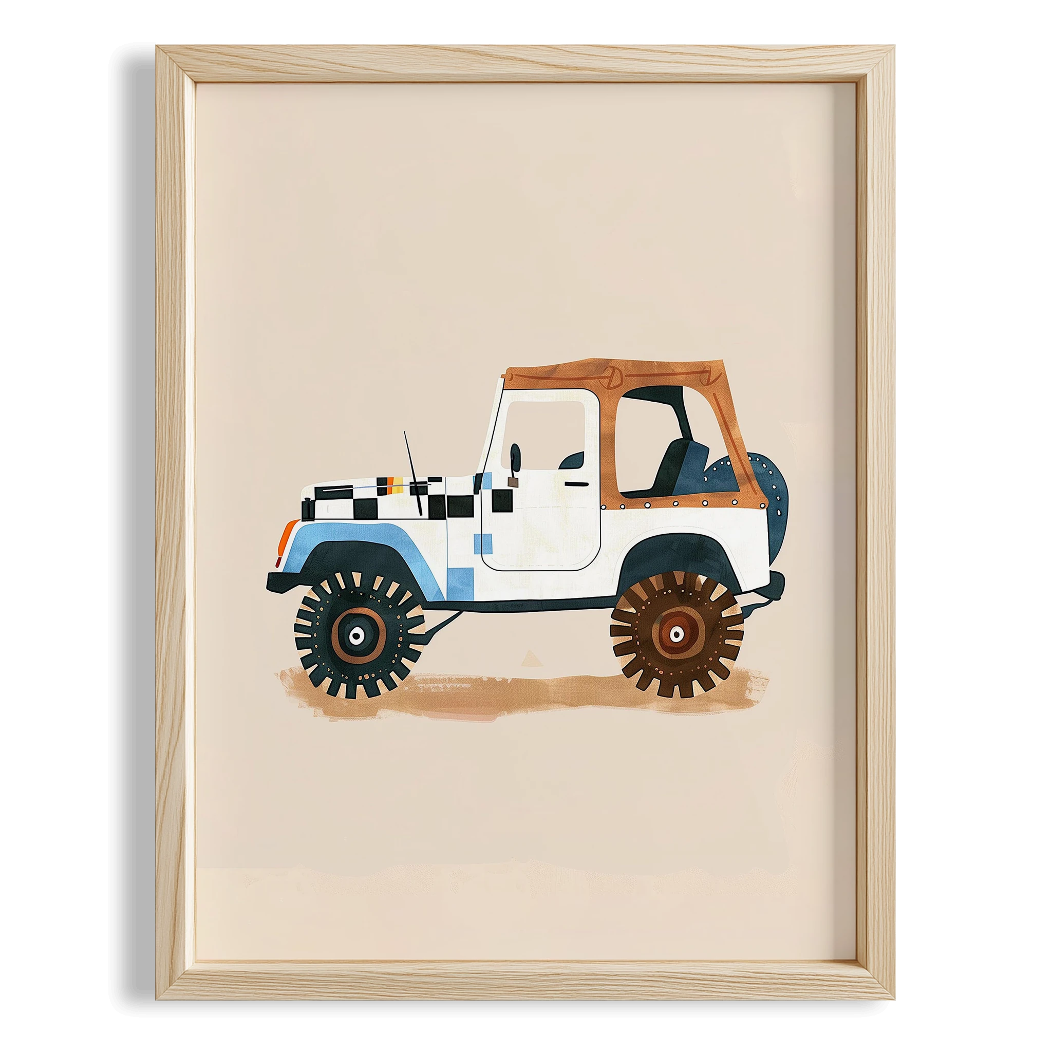 Jeep Araba Temalı Erkek Çocuk Odası Ahşap Tablo I