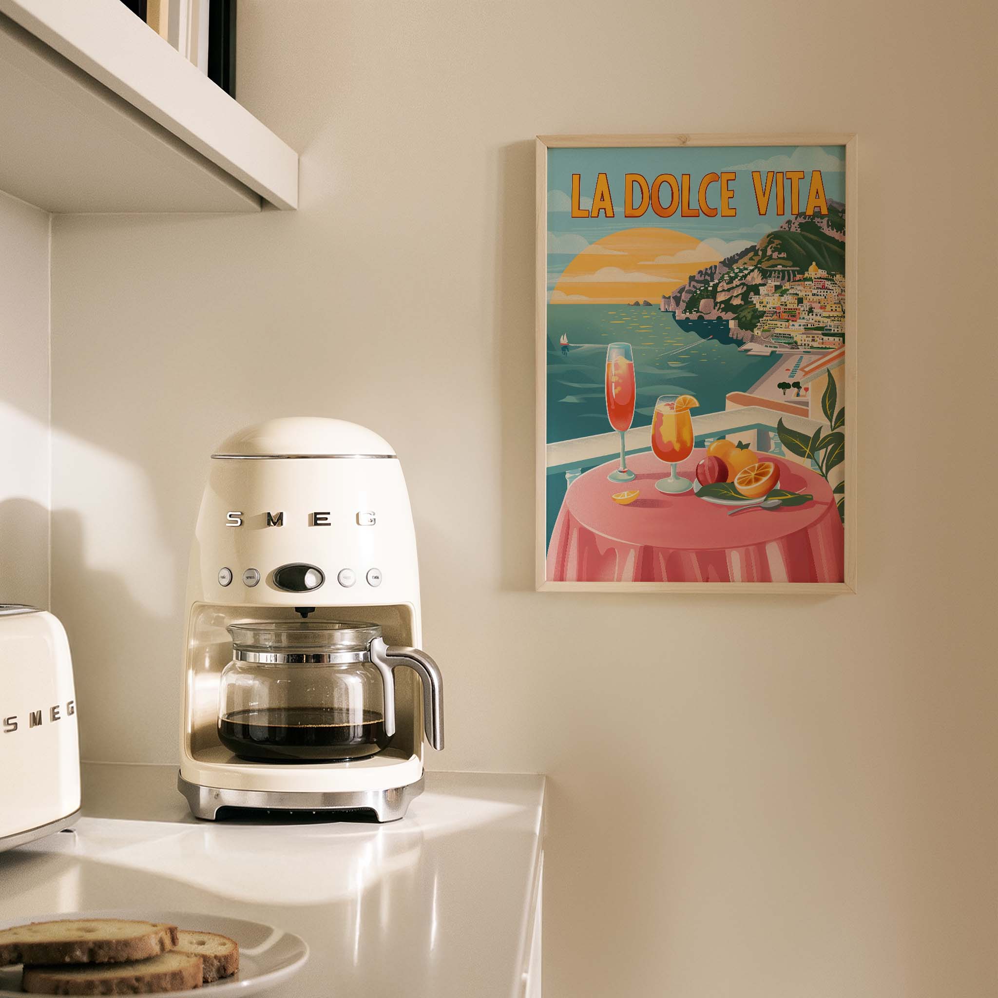 La Dolce Vita Sahil Manzarası İtalya Koleksiyonu Mutfak Duvar Tablosu