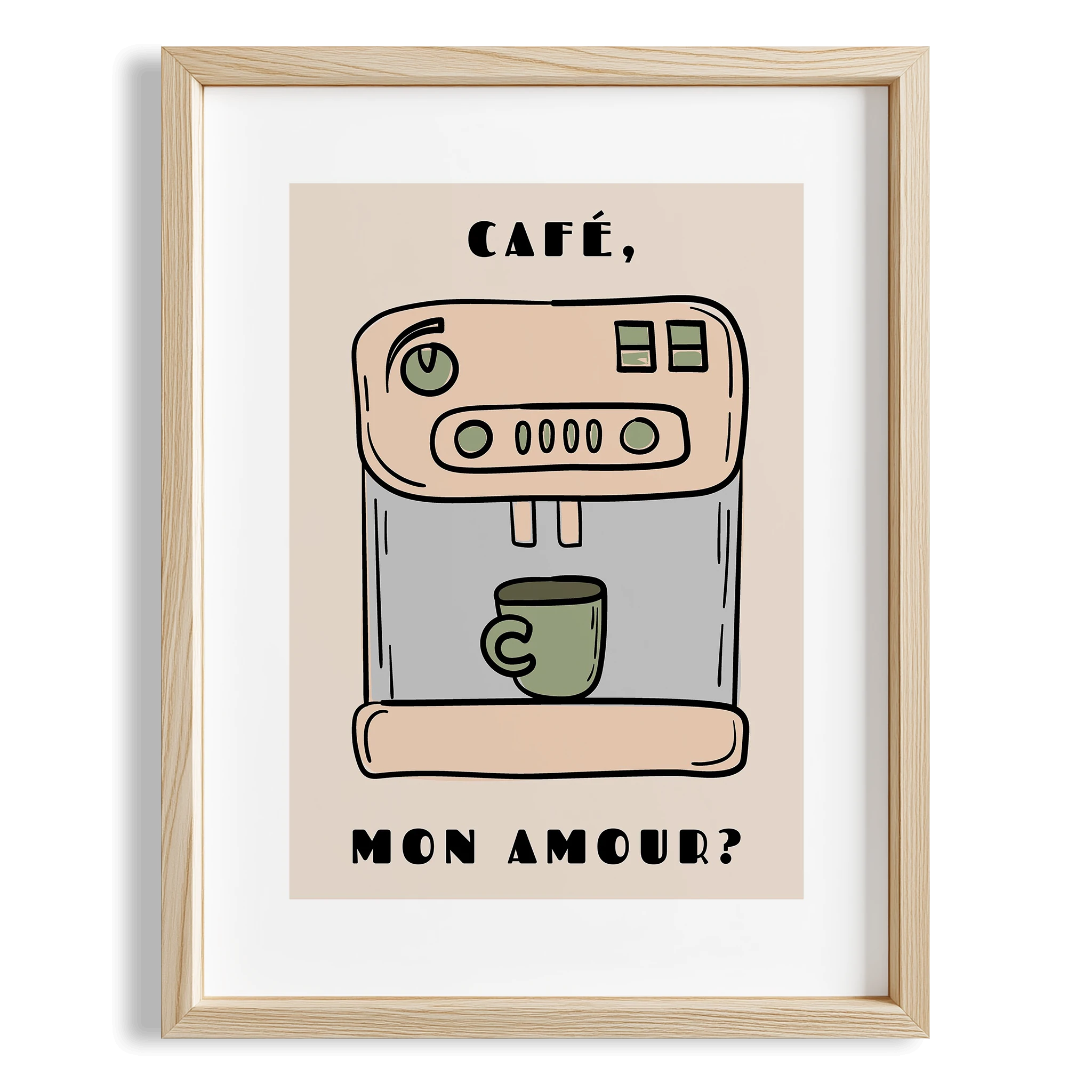Cafe Mon Amour Kahve Makinesi Mutfak Duvar Tablosu