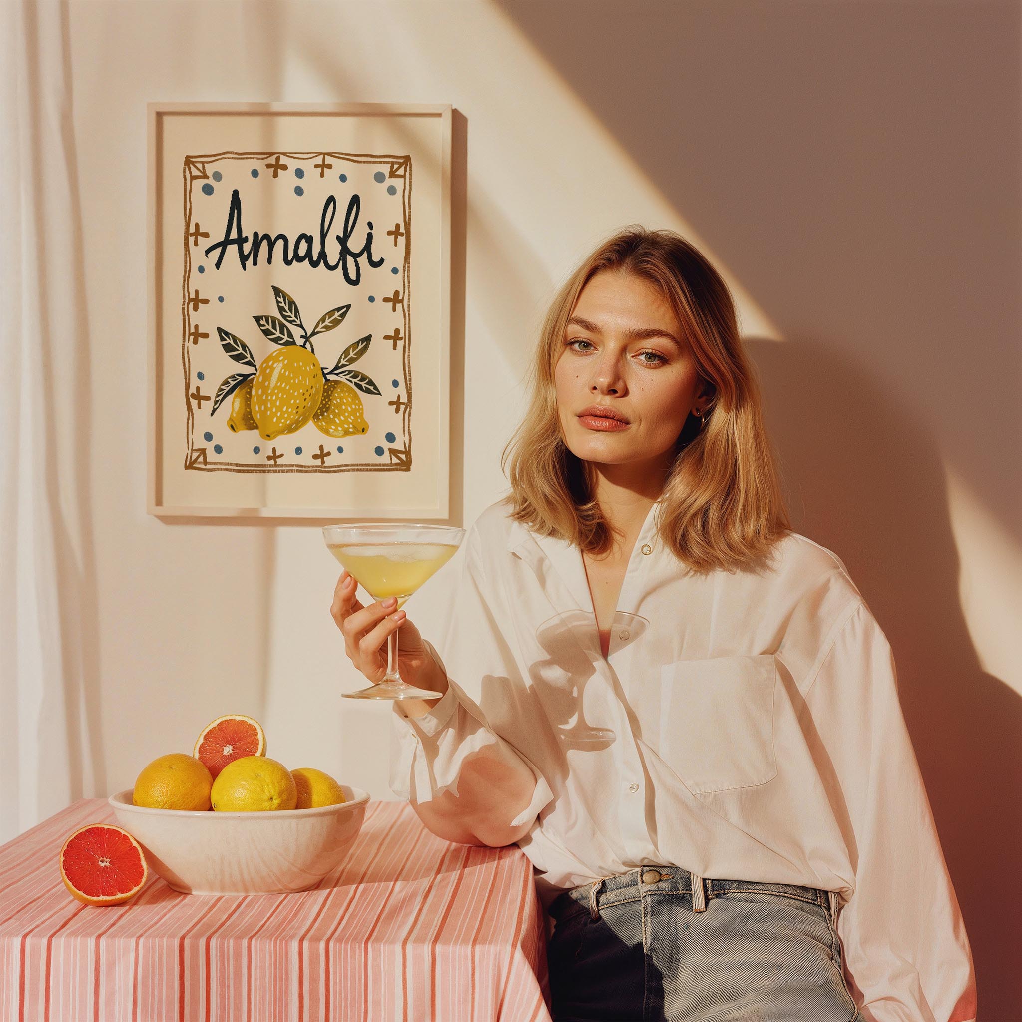 Amalfi & Positano Limonlar İtalyanca Tipografi Mutfak Duvar Tablosu II