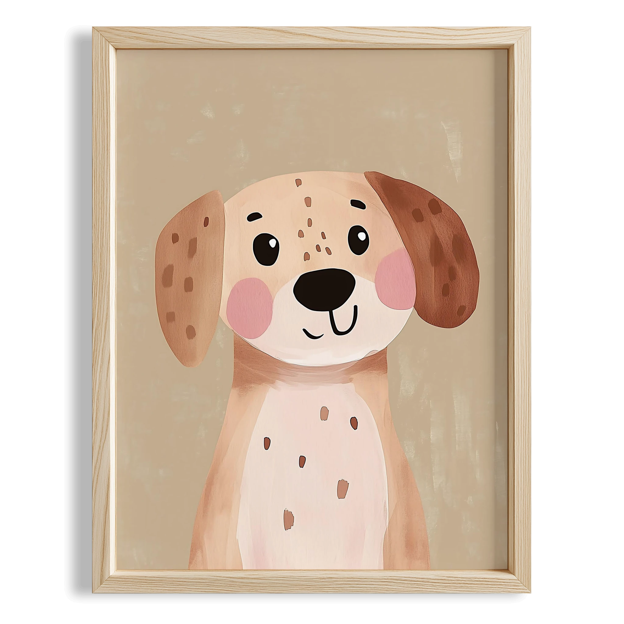 Sevimli Gülen Köpek Bohem Kız Çocuk Odası Ahşap Tablo