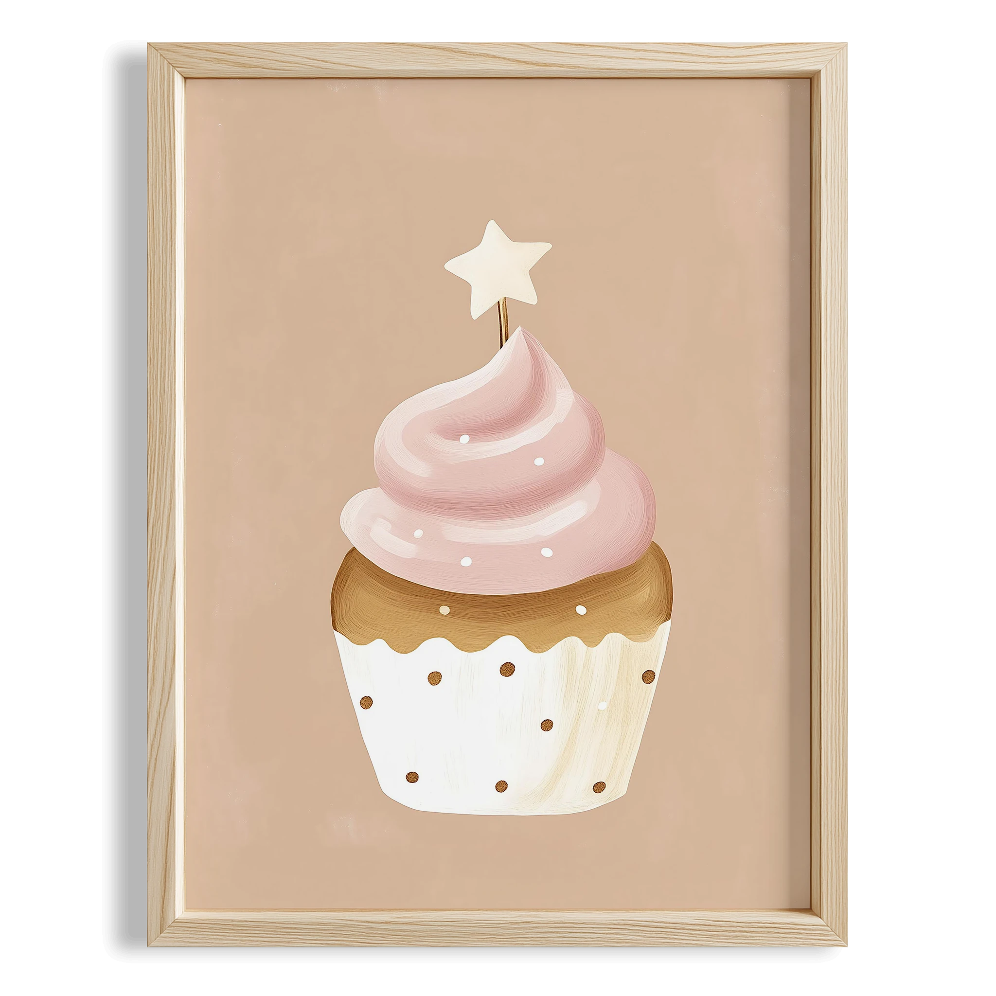 Yıldızlı Cupcake Bohem Kız Çocuk Odası Ahşap Tablo