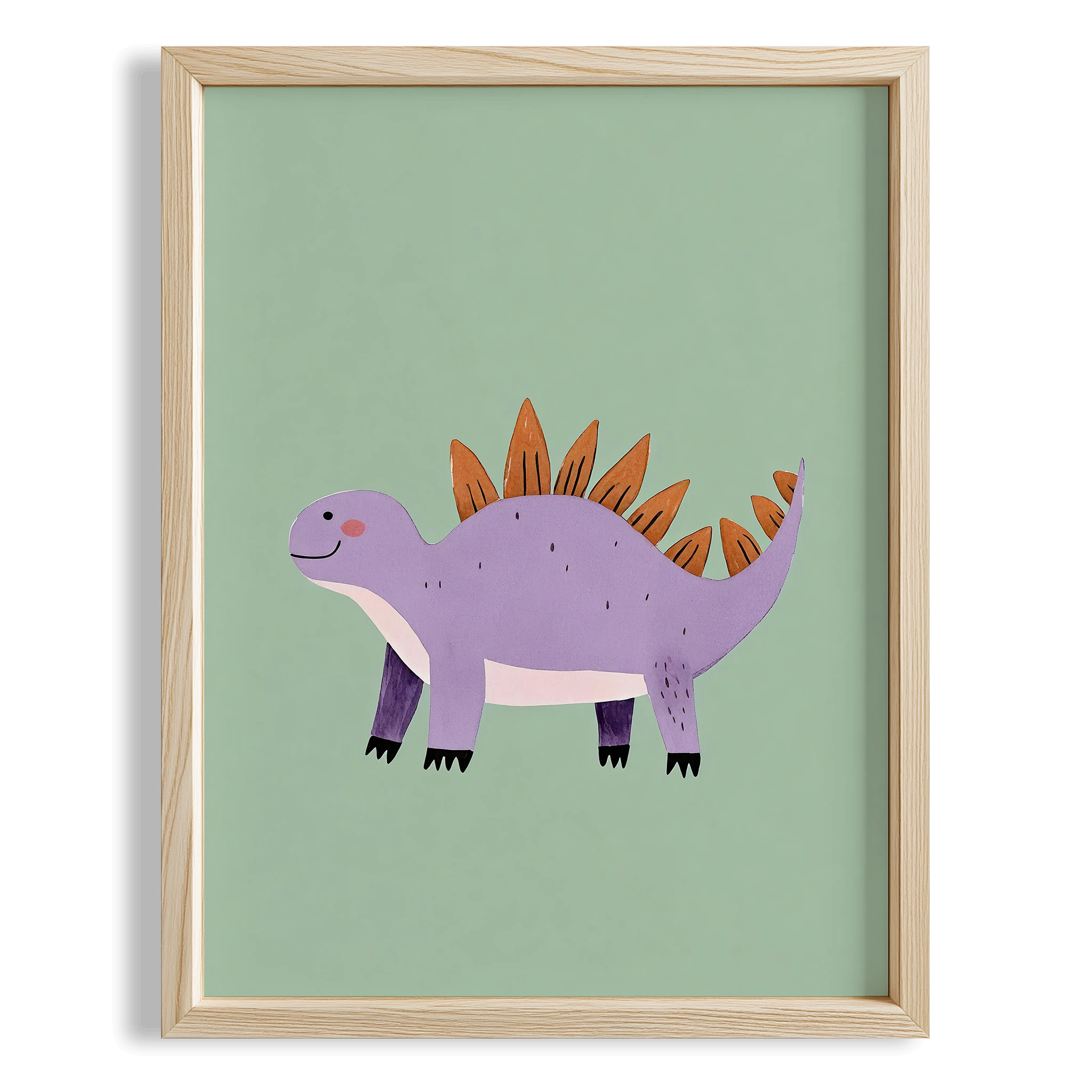 Sevimli Dinozor Temalı Su Yeşili Fonlu Çocuk Odası Ahşap Tablo
