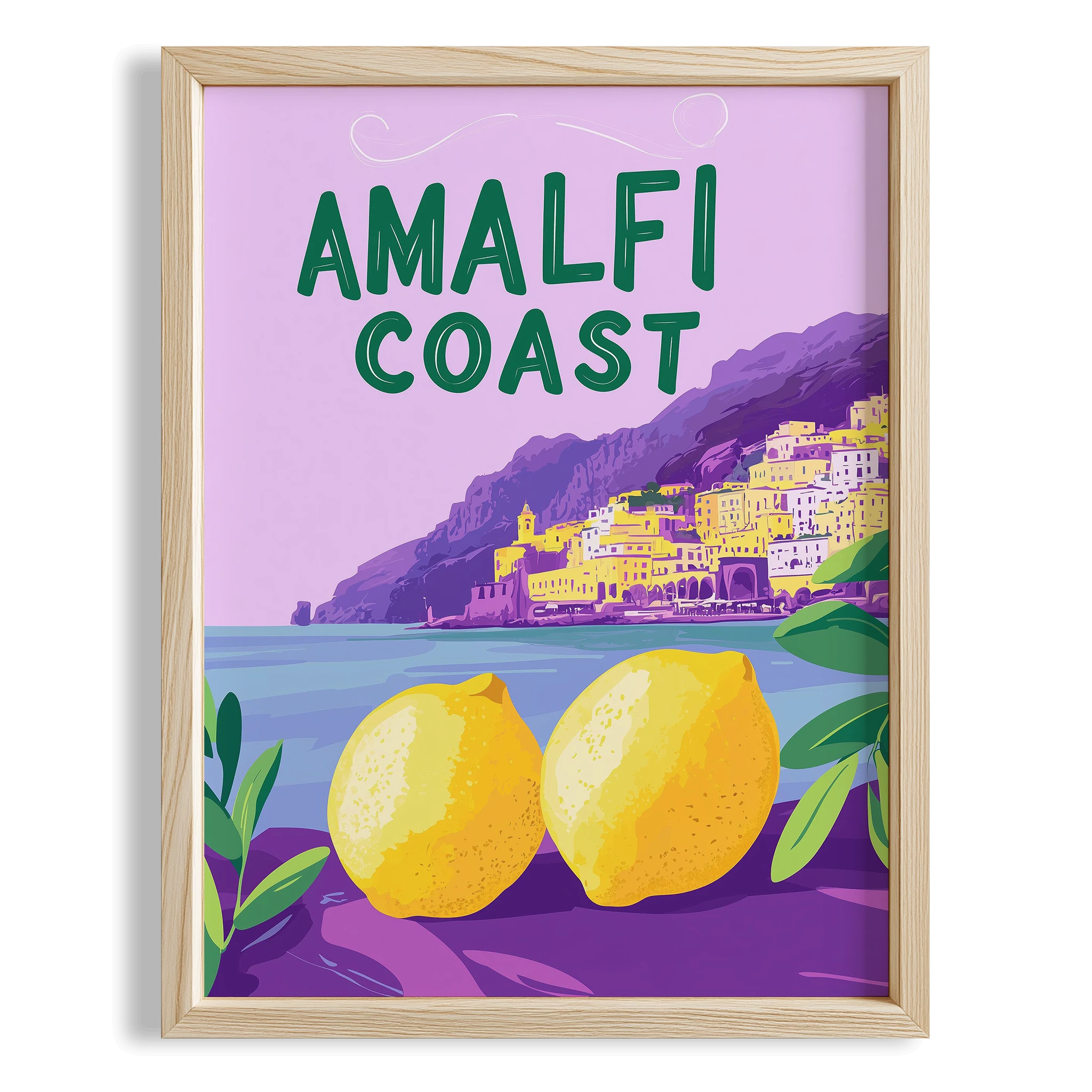 Amalfi Coast Limonlar İllüstrasyonu İtalya Koleksiyonu Mutfak Duvar Tablosu