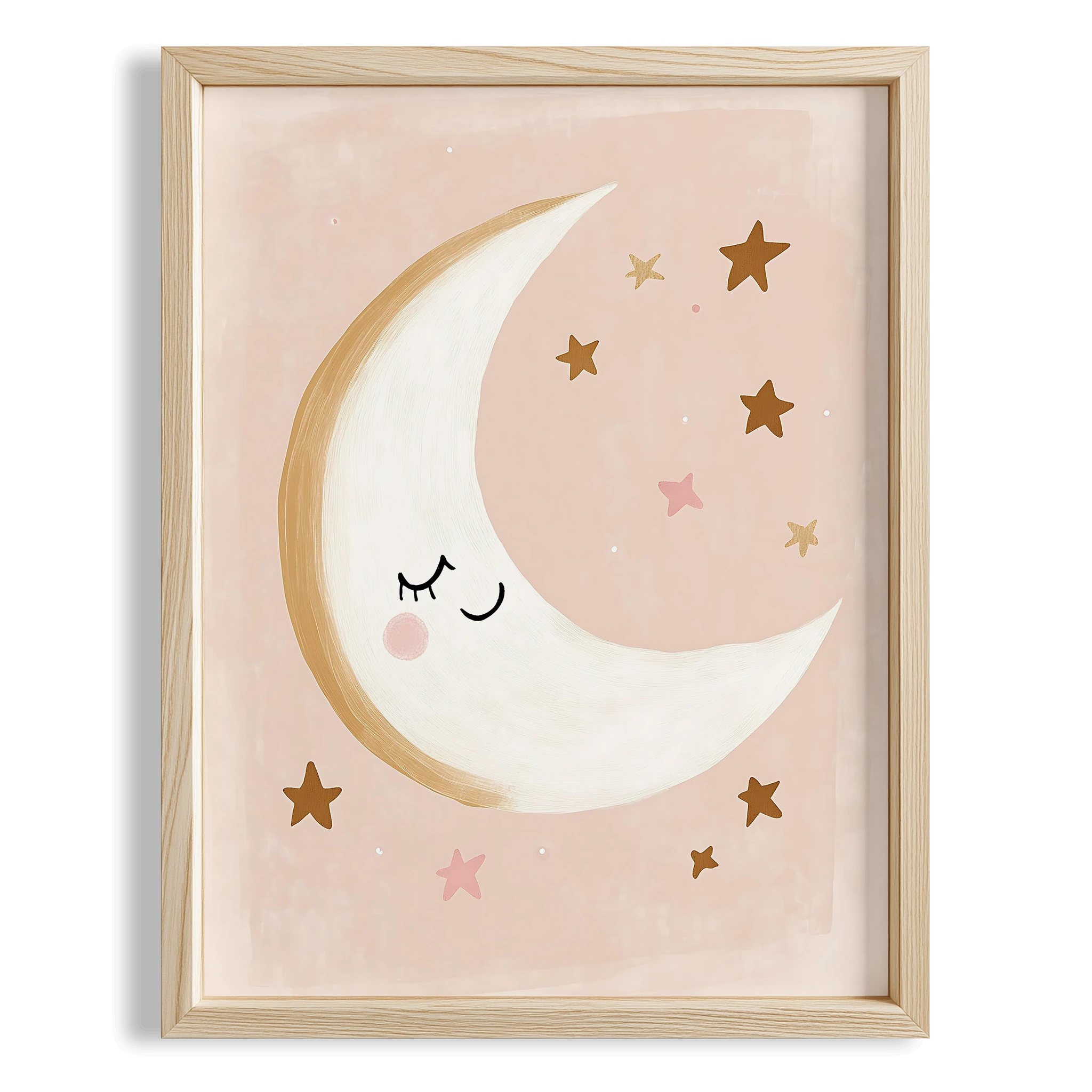 Uyuyan Mutlu Hilal Bohem Kız Çocuk Odası Ahşap Tablo