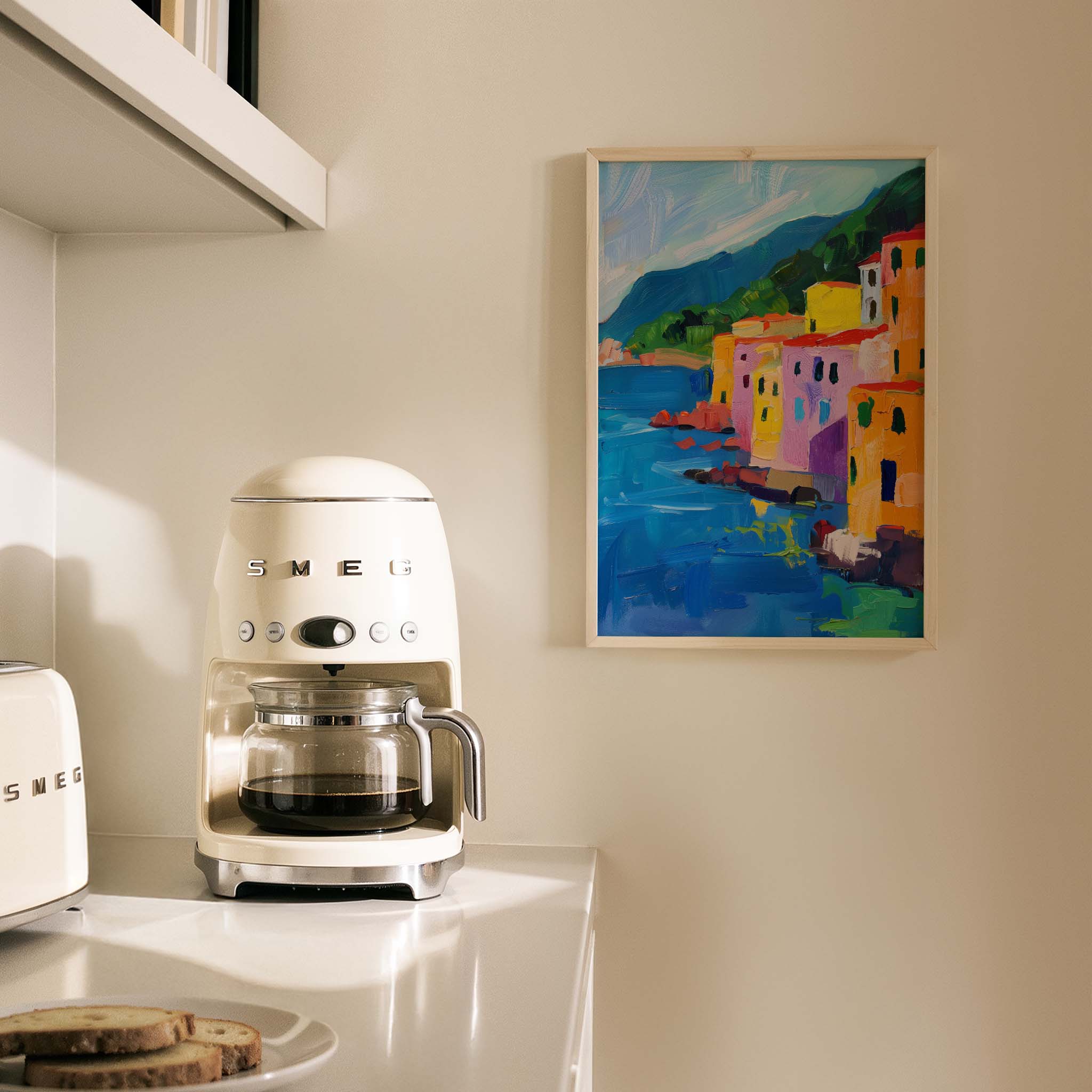 Amalfi Evleri Manzara Akdeniz İtalya Koleksiyonu Mutfak Duvar Tablosu