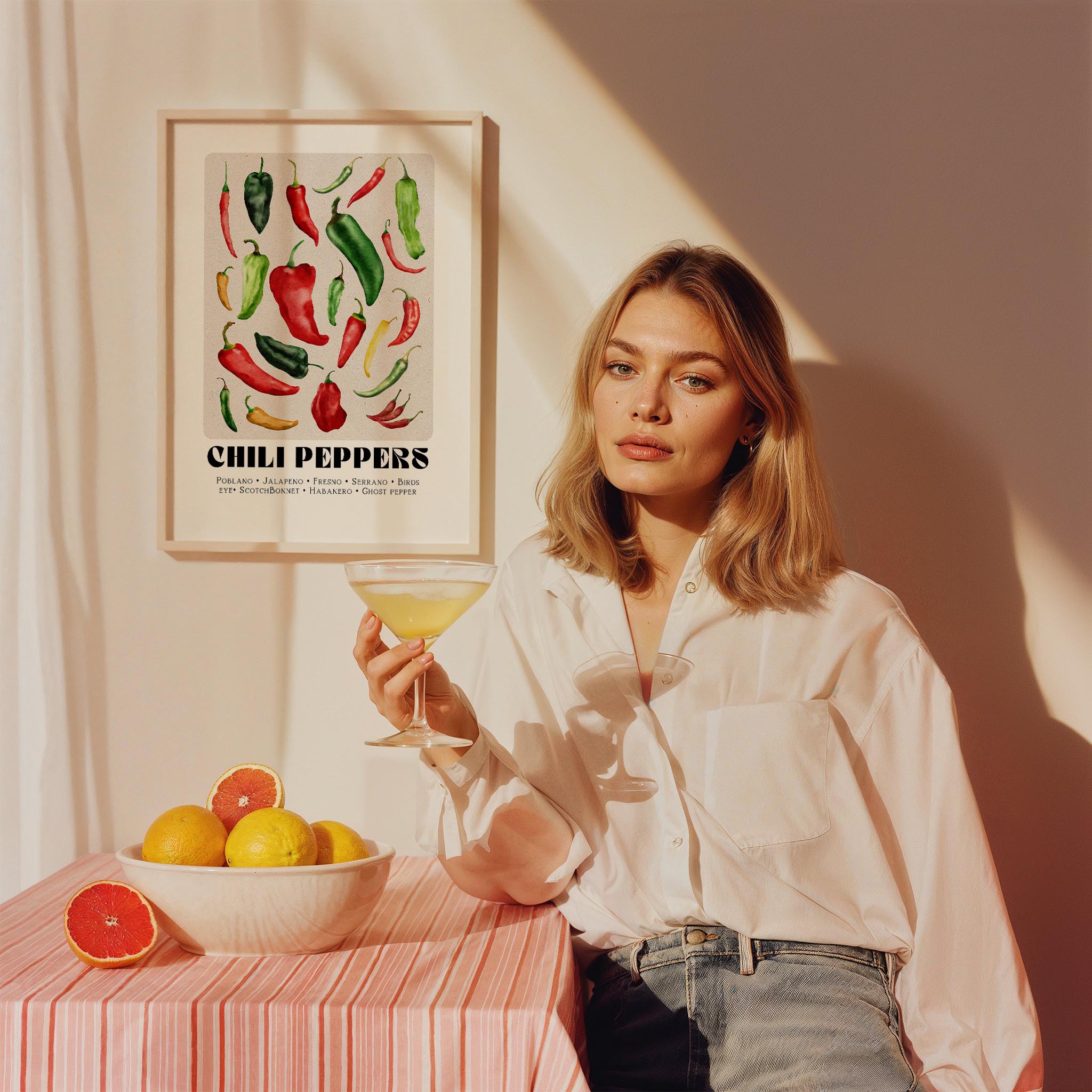 Chilli Market Acı Biber Sebzeler Mutfak Duvar Tablosu III