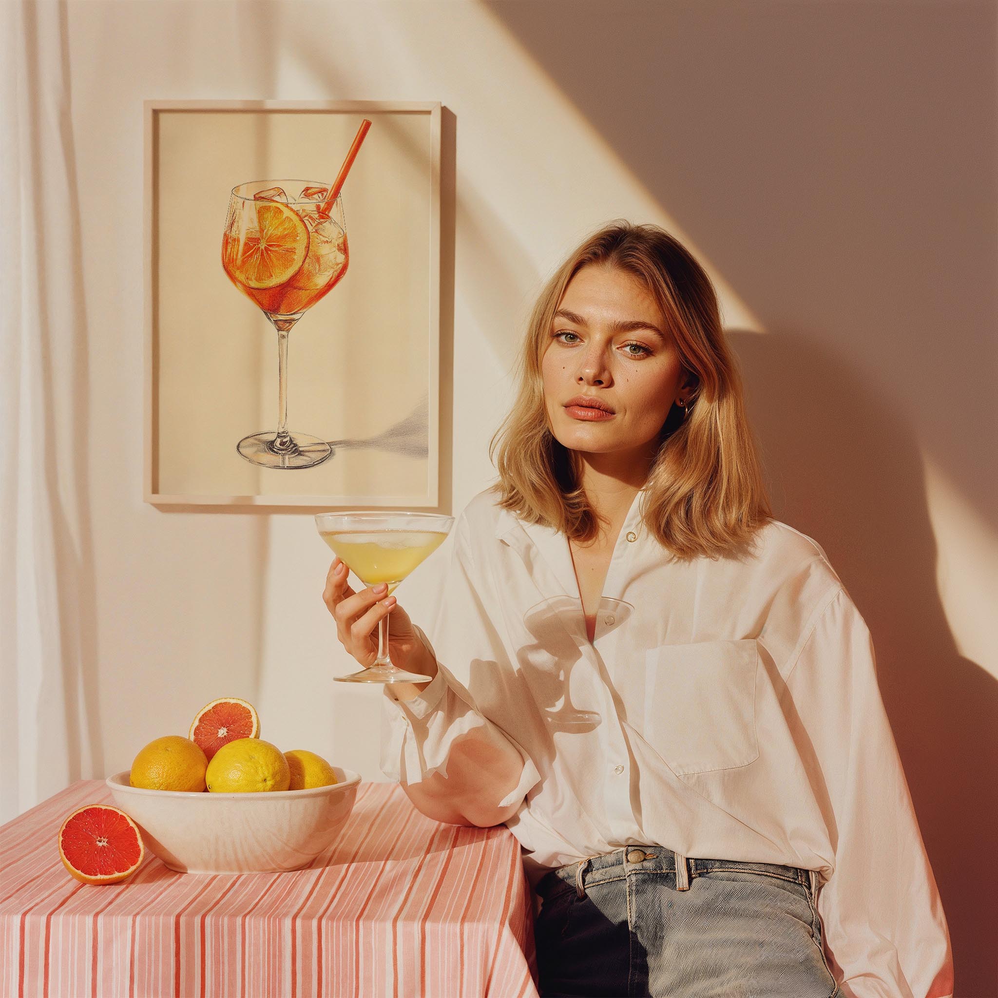 Aperol Spritz İtalyan Tarzı İllüstrasyon Mutfak Duvar Tablosu