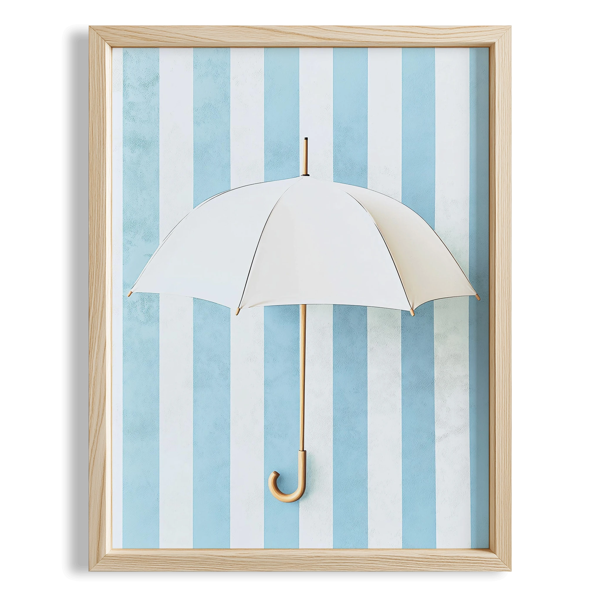 Beyaz Şemsiye Minimalist Çizim - Duvar Tablosu