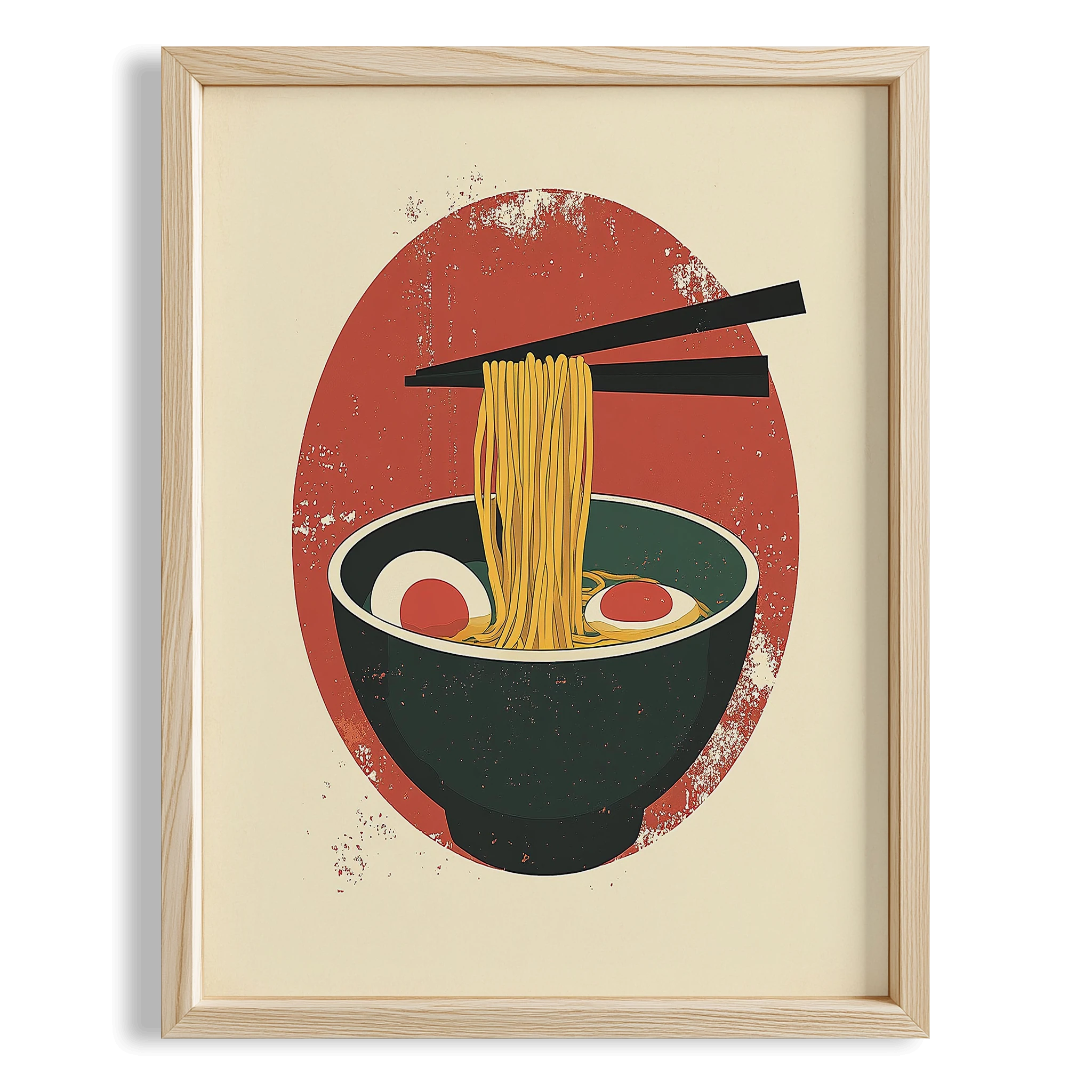 Japon Güneşi ve Ramen Retro Japon Tarzı Mutfak Duvar Tablosu