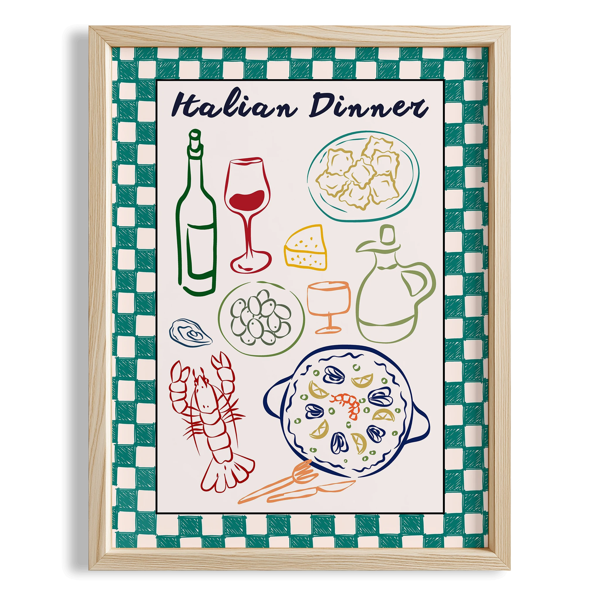 Italian Dinner Akdeniz İtalya Koleksiyonu Mutfak Duvar Tablosu