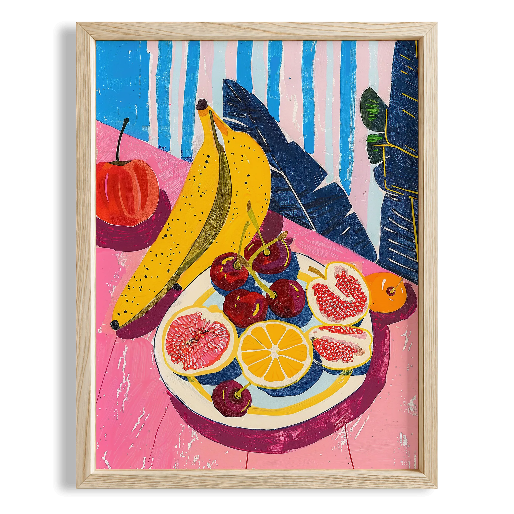 Tropikal Meyve Tabağı Renkli Stil Mutfak Duvar Tablosu