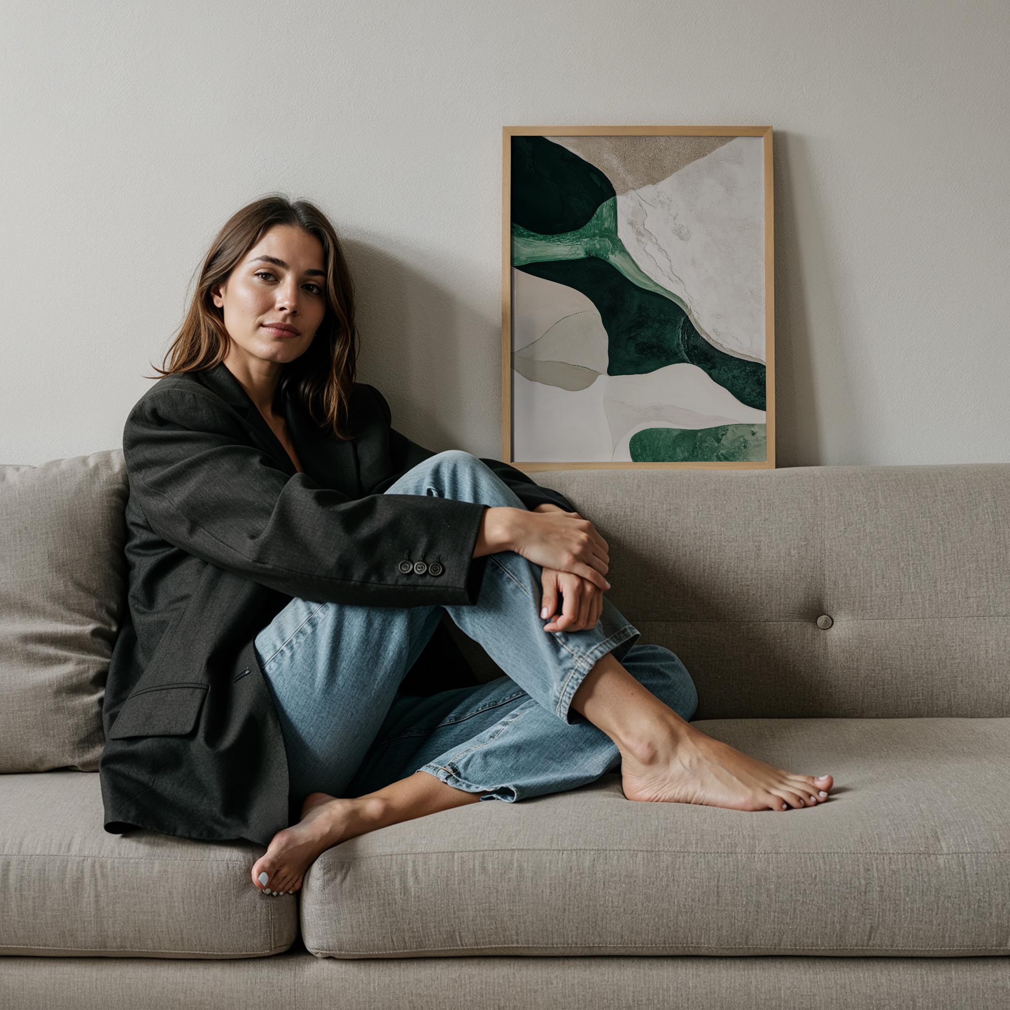 Japandi Yeşil Beyaz Şekiller