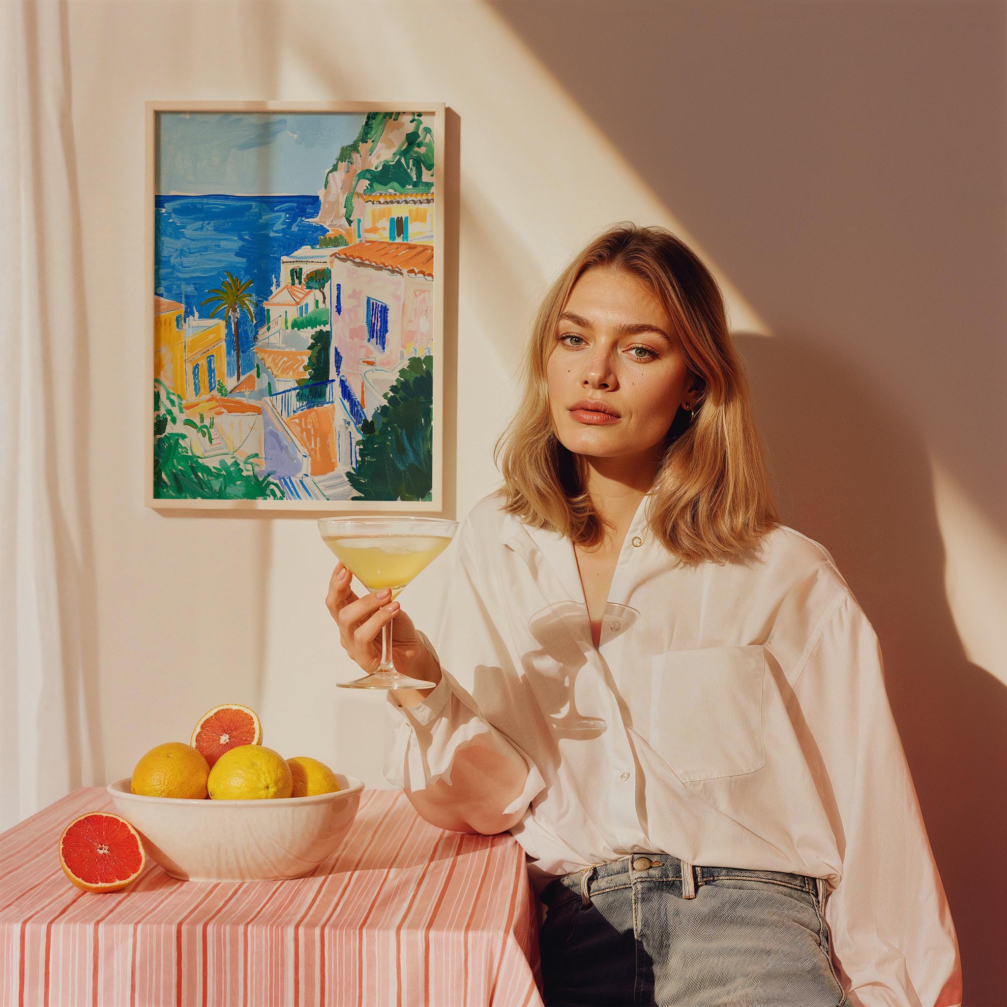 Positano Sahil Evleri Akdeniz İtalya Koleksiyonu Mutfak Duvar Tablosu