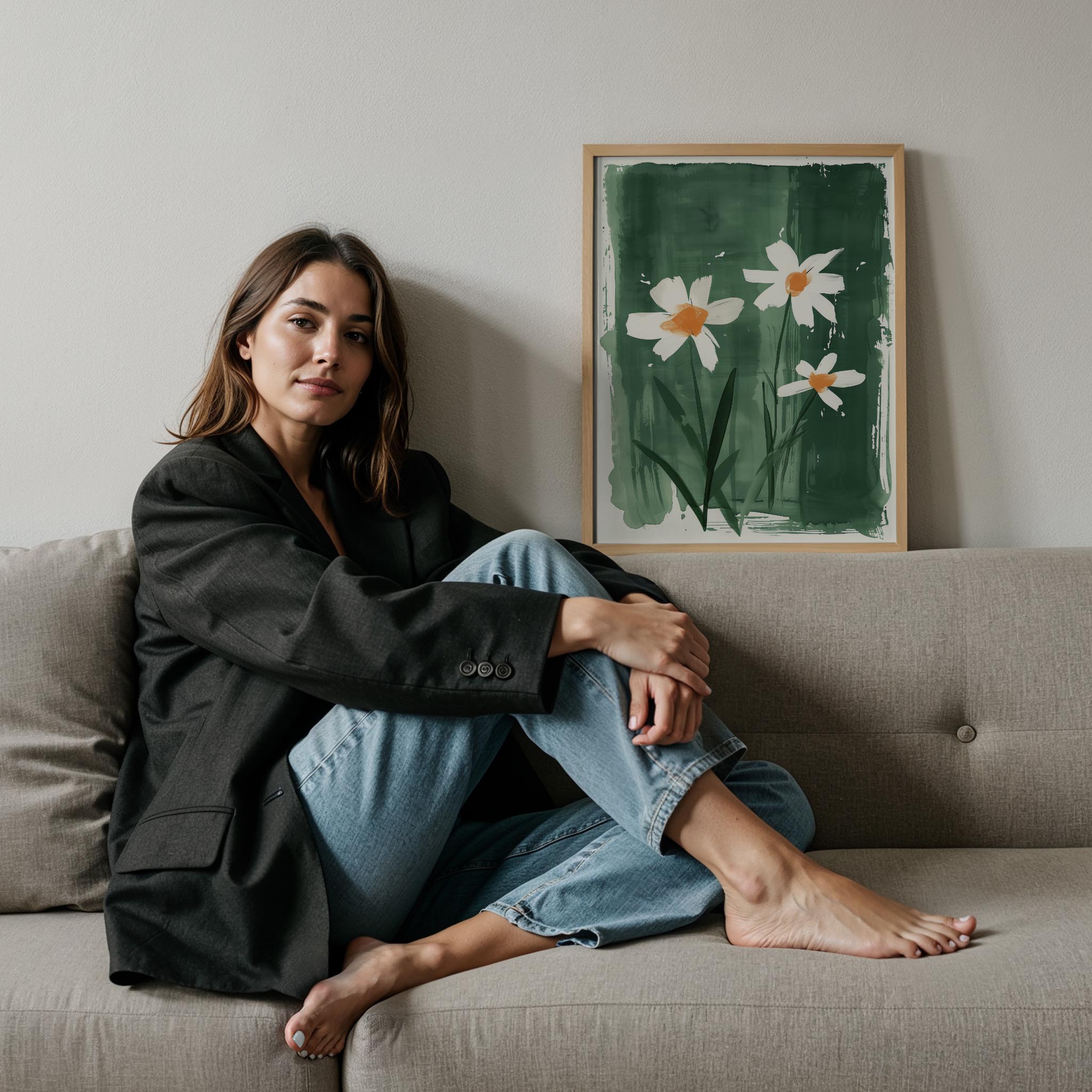 Soyut Çiçekler III - Zümrüt İçinde Nergisler