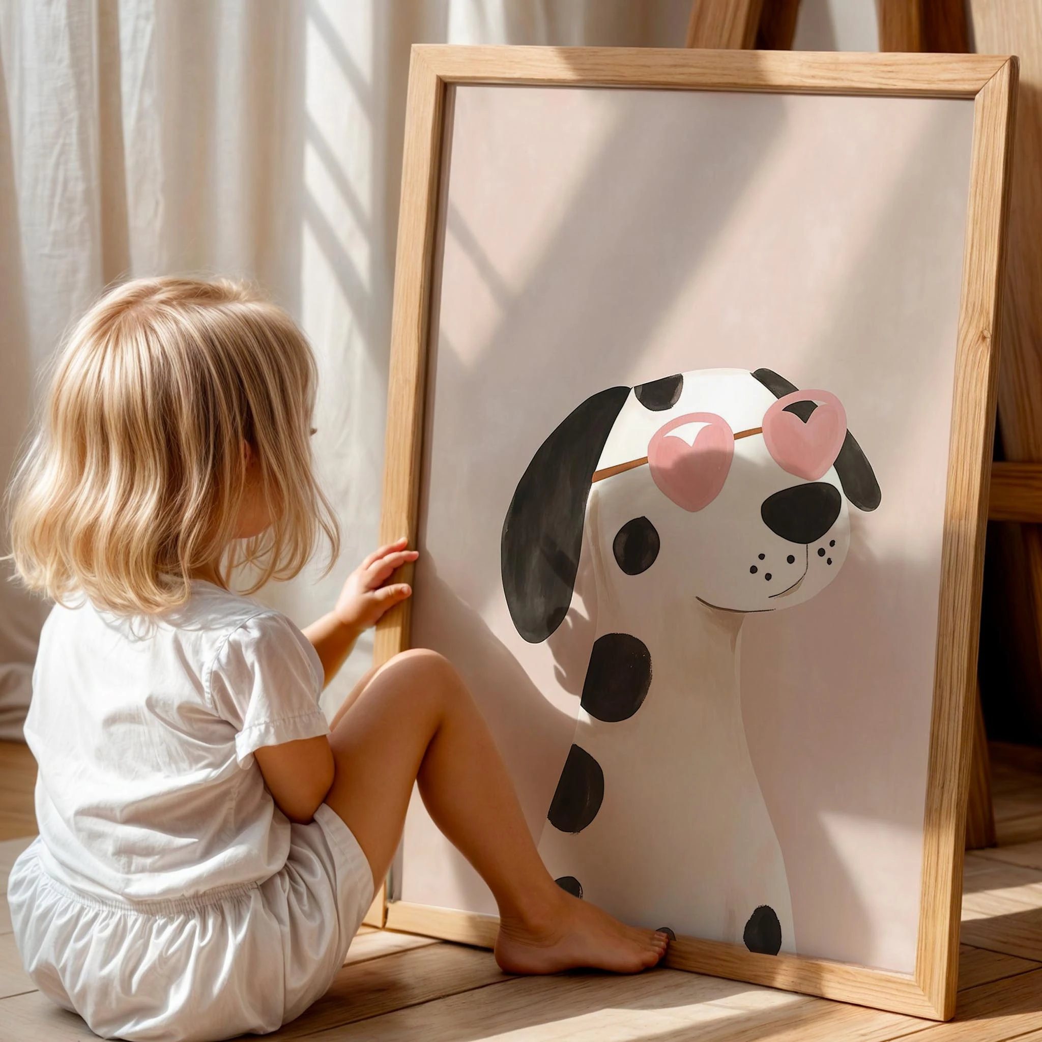 Kalpli Gözlüklü Köpek Bohem Kız Çocuk Odası Ahşap Tablo